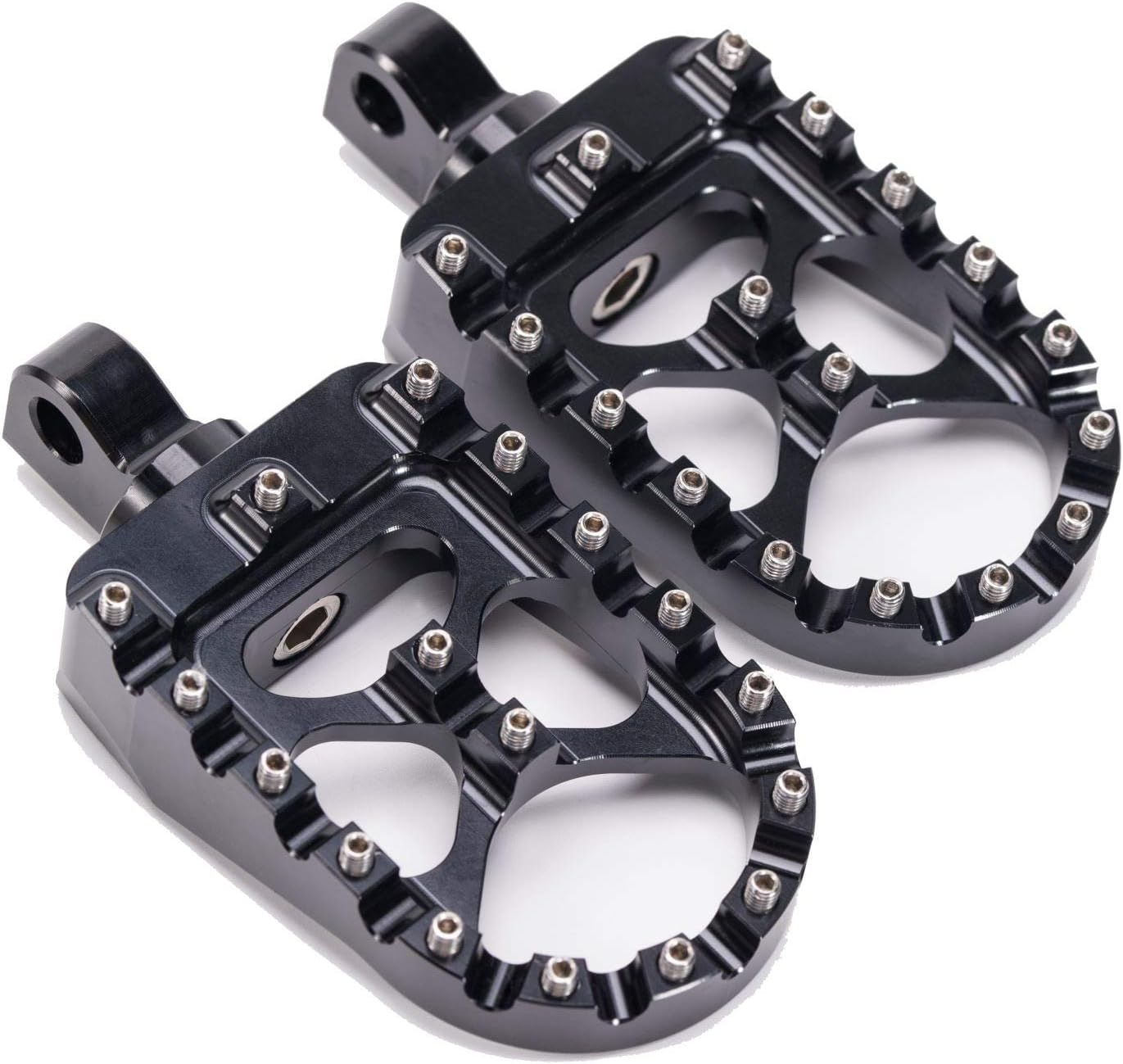 CNC Wide Foot Pegs 360&deg; Roating MX Chopper Bobber Style for Harley Dyna Sportster Fatboy Iron 883,Silver