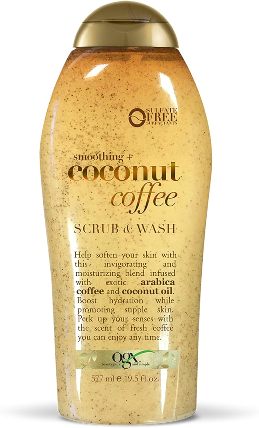 OGX Smoothing + Coconut Coffee Exfoliating Body Scrub with Arabica Coffee & Coconut Oil, Moisturizing Body Wash for Dry Skin, Paraben-Free with Sulfate-Free Surfactants, 19.5 Fl Oz image number 4