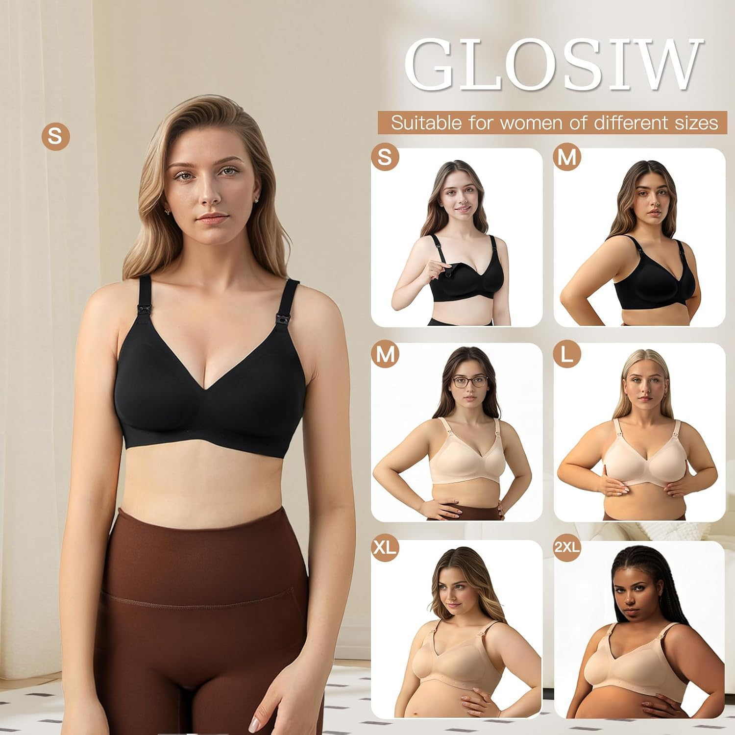 Nursing Bras for Breastfeeding Seamless Maternity Bra Wireless Pregnancy Sleep Bralette Natural Shape Support image number 1