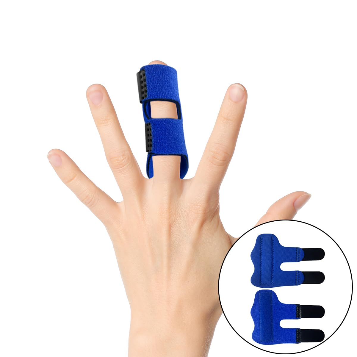 Finger Splints, 2 PCS Adjustable Finger Support Braces for Finger Knuckle Joint Fixation (Blue) image number 1