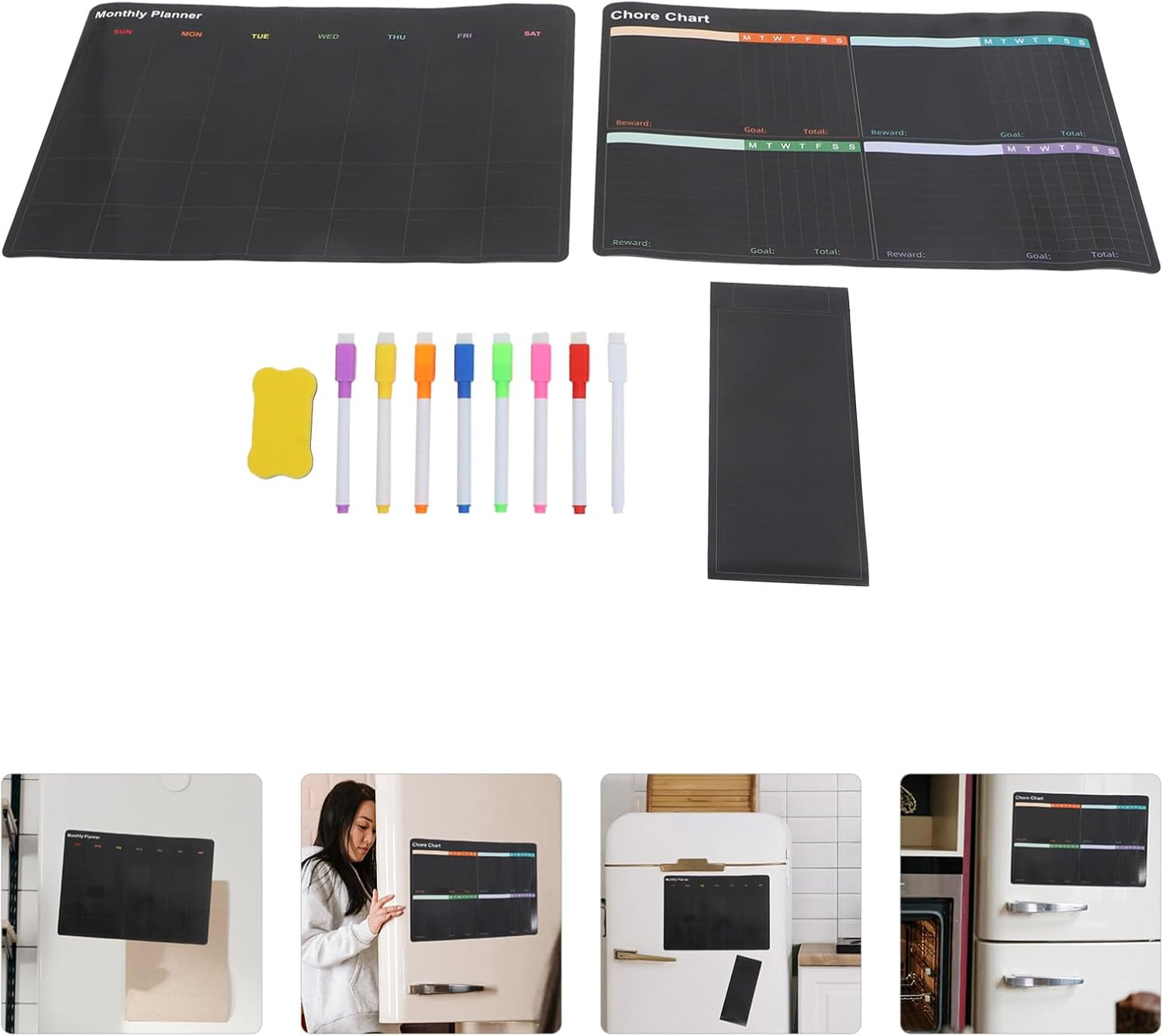 Abaodam Magnetic Fridge Calendar Whiteboard Stickers Schedule Writing Board Fridge Magnetic Board Dry Erase Calendar Planner image number 4