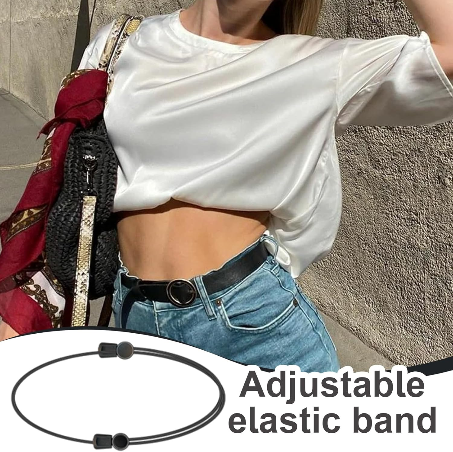 Jumper Tuck Band, 115CM Adjustable Crop Tuck Waist Band, Invisible Stretchy Elastic Waist Belt for Women, Stretchable Elastic Belt Women Tucking Jumpers, for All Clothing Types