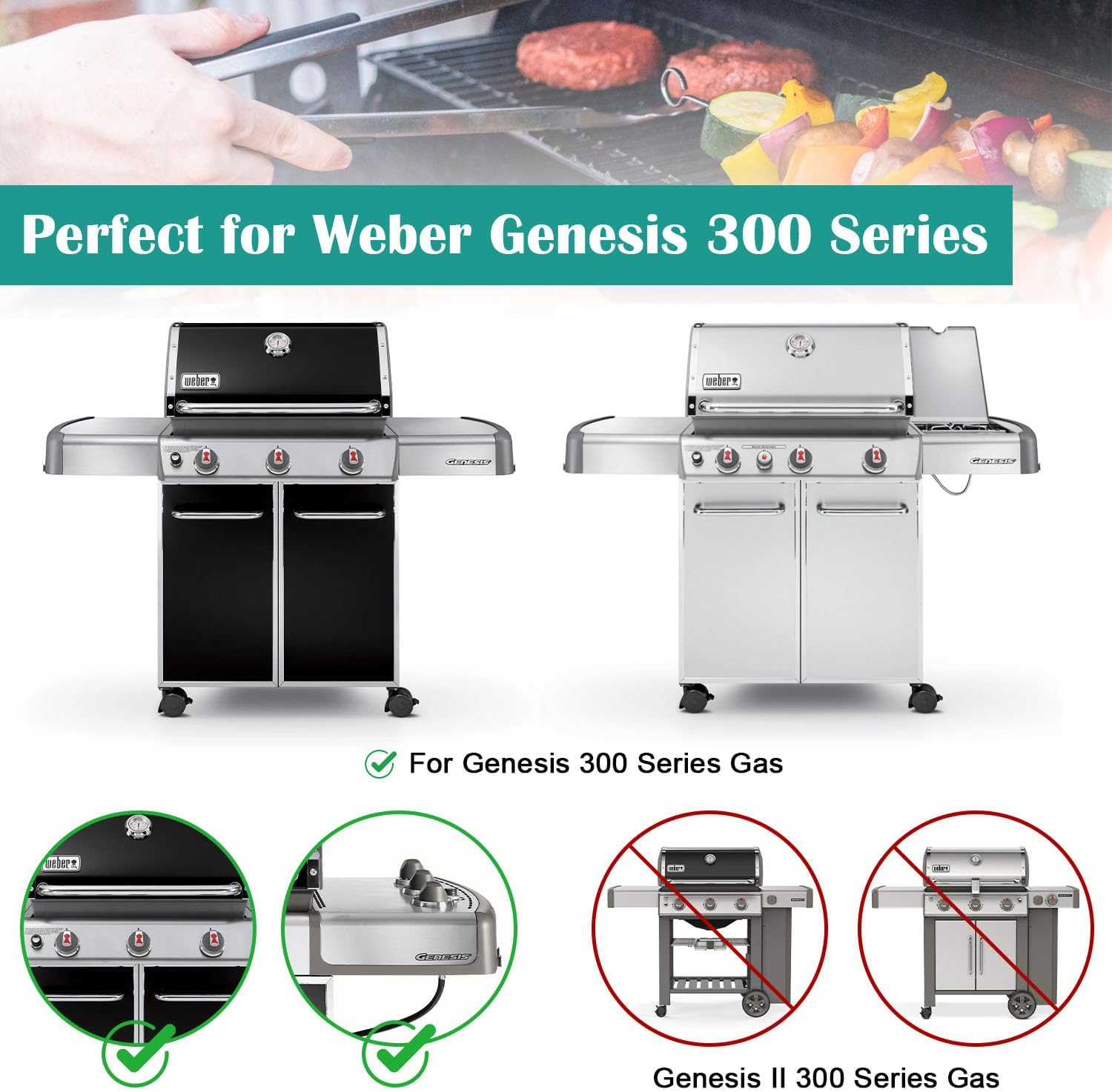 Flavorizer Bars and Heat Deflectors for Weber Genesis E310, E320, E330, S310, S320, S330 Series Grills with Front Controls Knobs Model (2011-2016), Replacement Parts for Weber 7620, 7621 7622 65505 image number 6