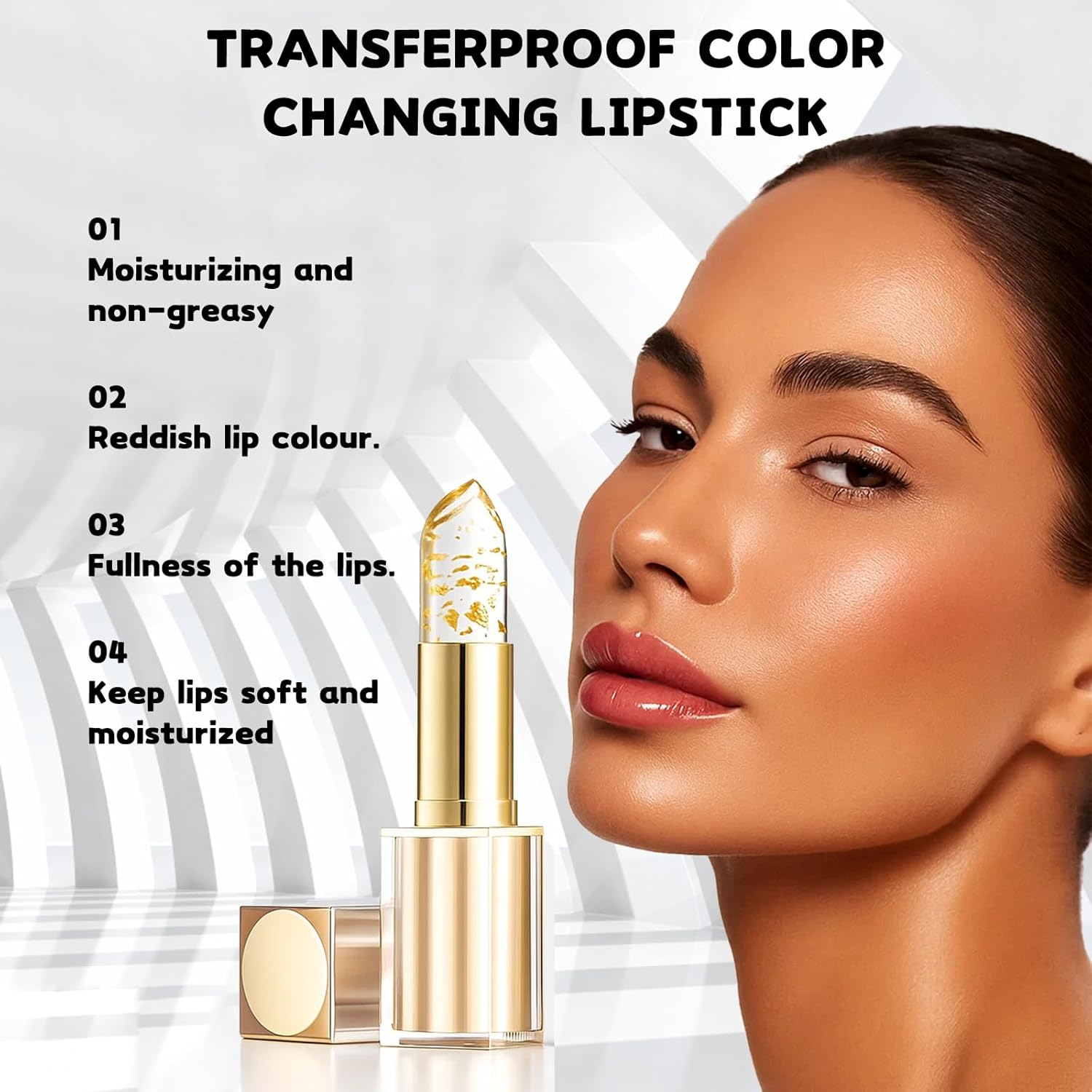 Lipsticks for Women, Transparent Colour Changing Lipstick with Hydration, Long-Lasting Non-Sticky Lip Stick, Ph-Reactive Formula for Natural-Looking Makeup image number 3