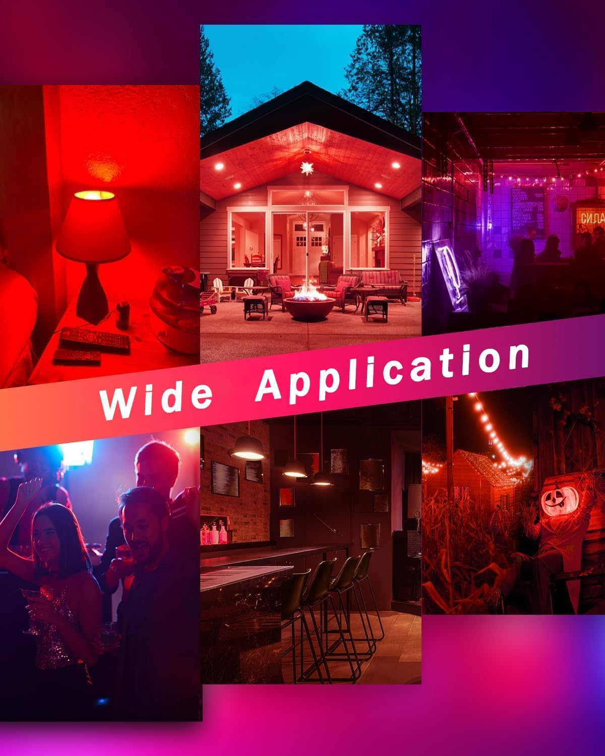 Brightark E27 Red Light Bulb, 9W LED Light Bulb, 60W Incandescent Equivalent, A60 Red Filament LED Light Bulb AC85-265V for Christmas Halloween Home Decoration Lighting, Non-Dimmable, Pack of 4 image number 5