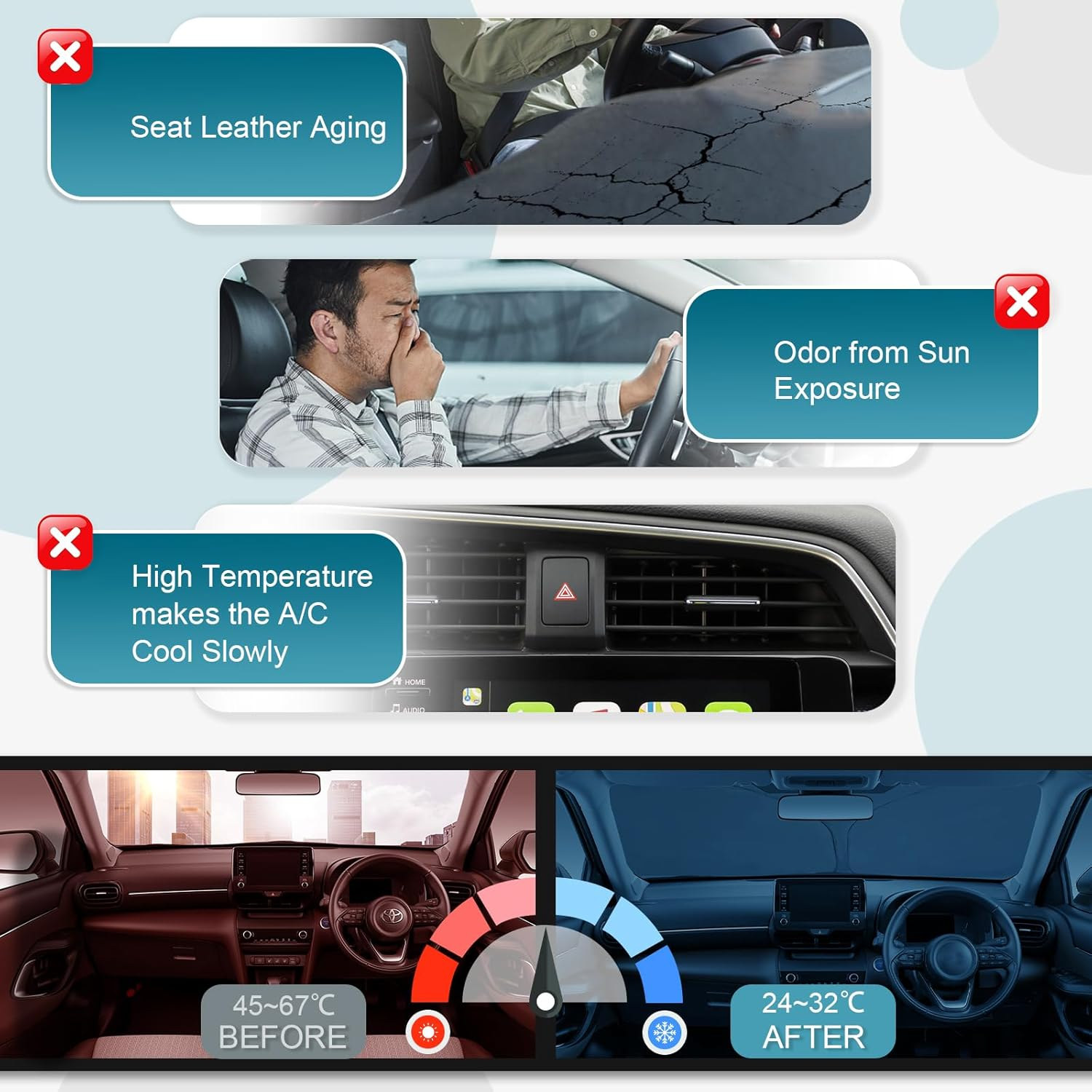 CDEFG Compatible with Nissan Qashqai J11 2014-2021 Sun Protection Covers Front Windscreen Parasol Front Baffle Windscreen Car Sun Visor Qashqai J11 Accessories