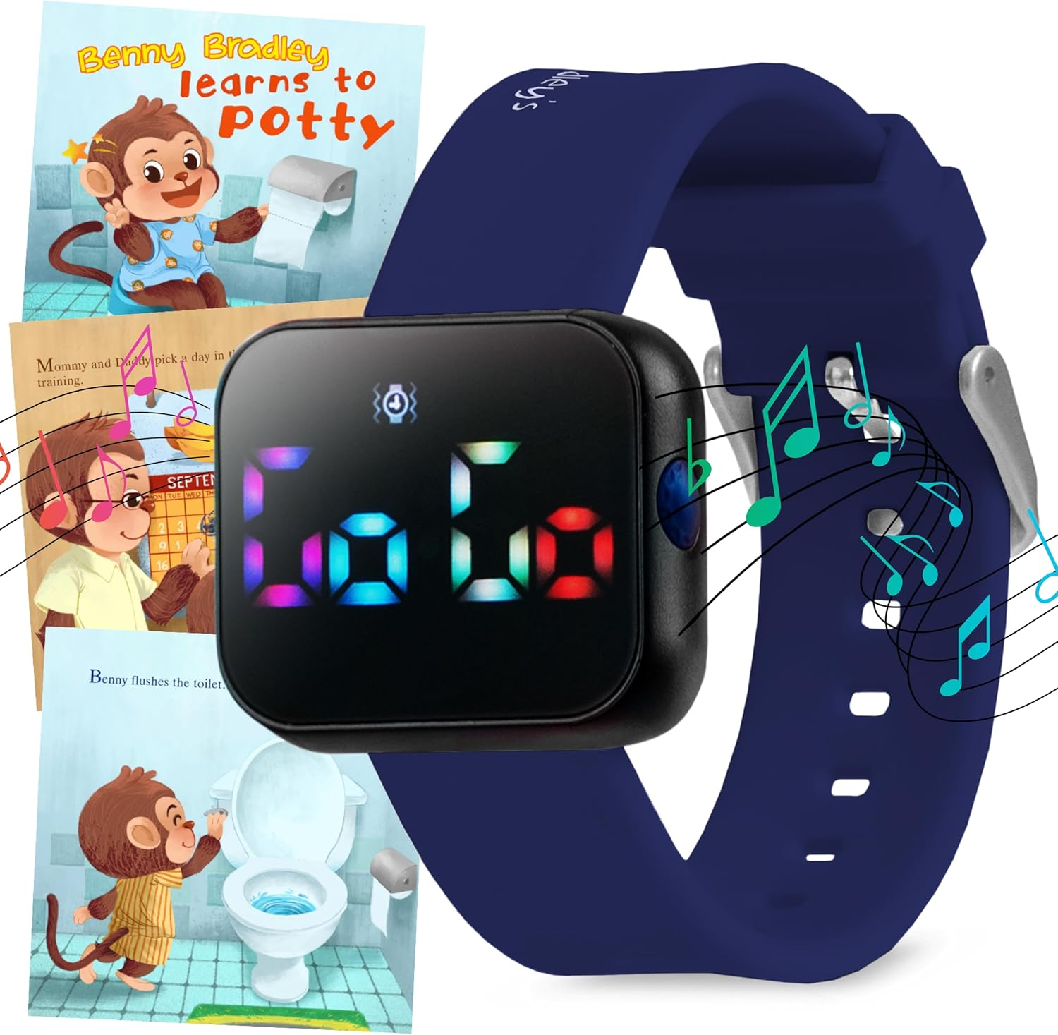 Potty Training Watch for Kids V2 &ndash; a Water Resistant Potty Reminder Device for Boys & Girls to Train Your Toddler with Fun/Musical & Vibration Interval Reminder with Potty Training Ebook (Racer Red)