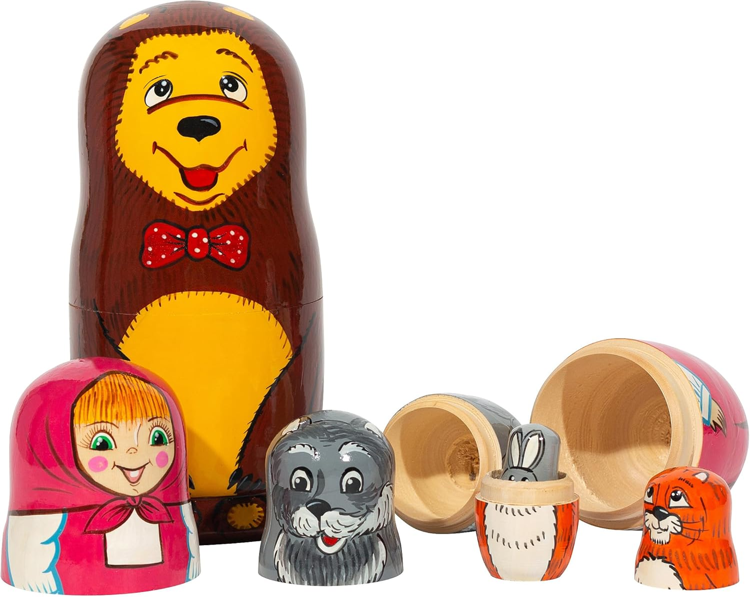 HITT Russian Nesting Dolls Wooden Nesting Toys Fairy Doll &laquo;Masha and the Bear Matryoshka 5 Dolls image number 3
