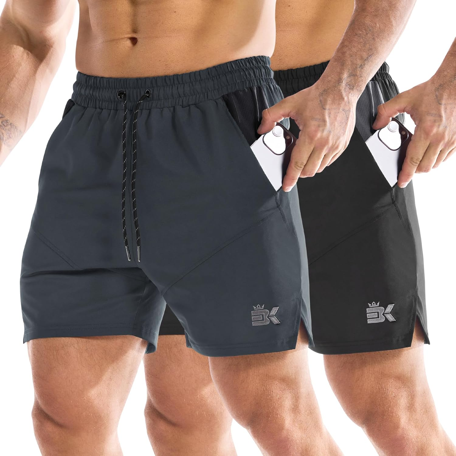BROKIG Men'S Gym Sports Shorts, Drylite Workout Fitness Running Athletic Short 5" Quick Dry with Mesh Pockets