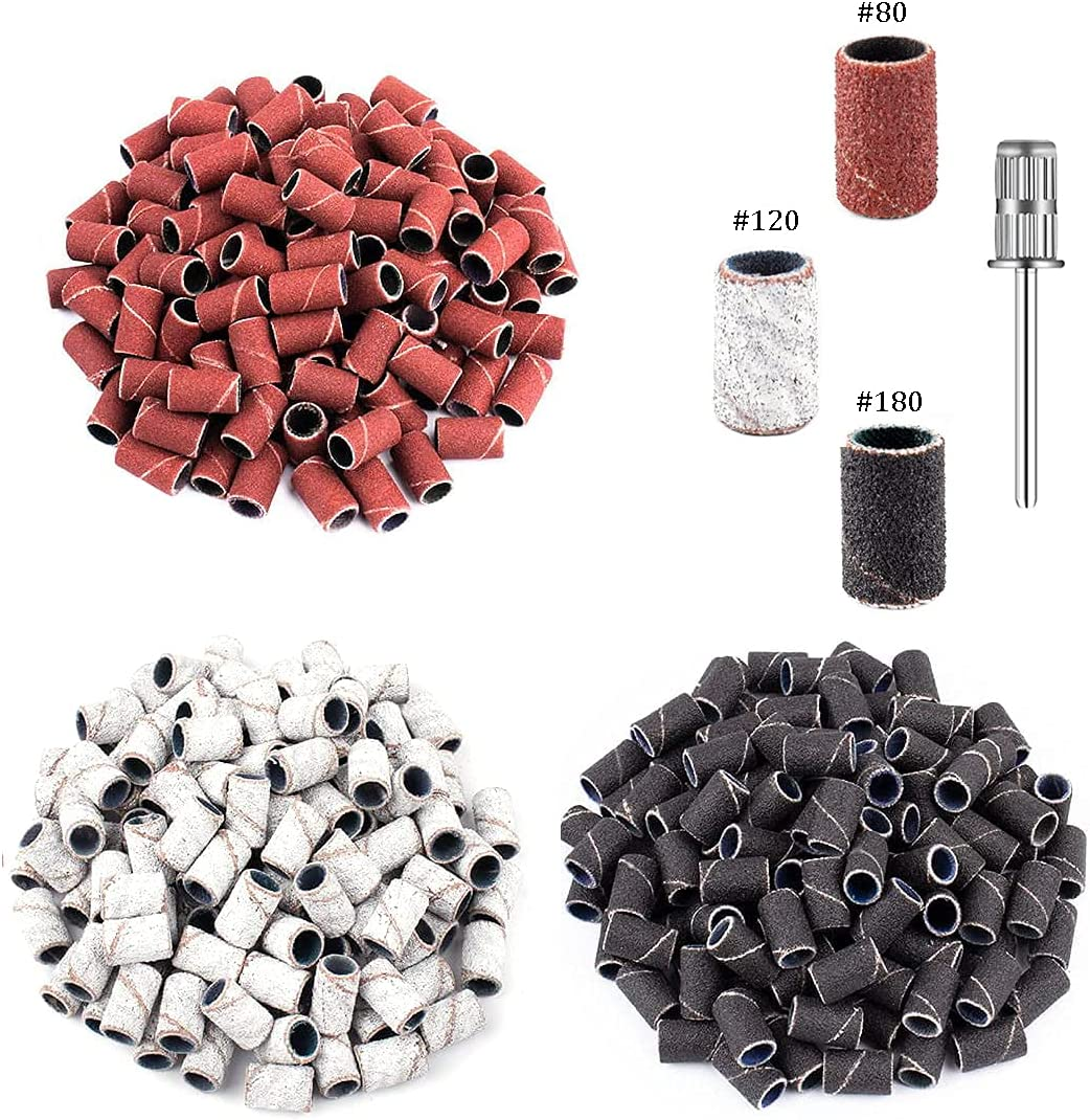210 PCS Sanding Bands Size #80#120#180 Coarse Fine Grit Efile Sand Set for Manicures and Pedicures Care Nail Tools(Comes with Nail Drill Bits) image number 3