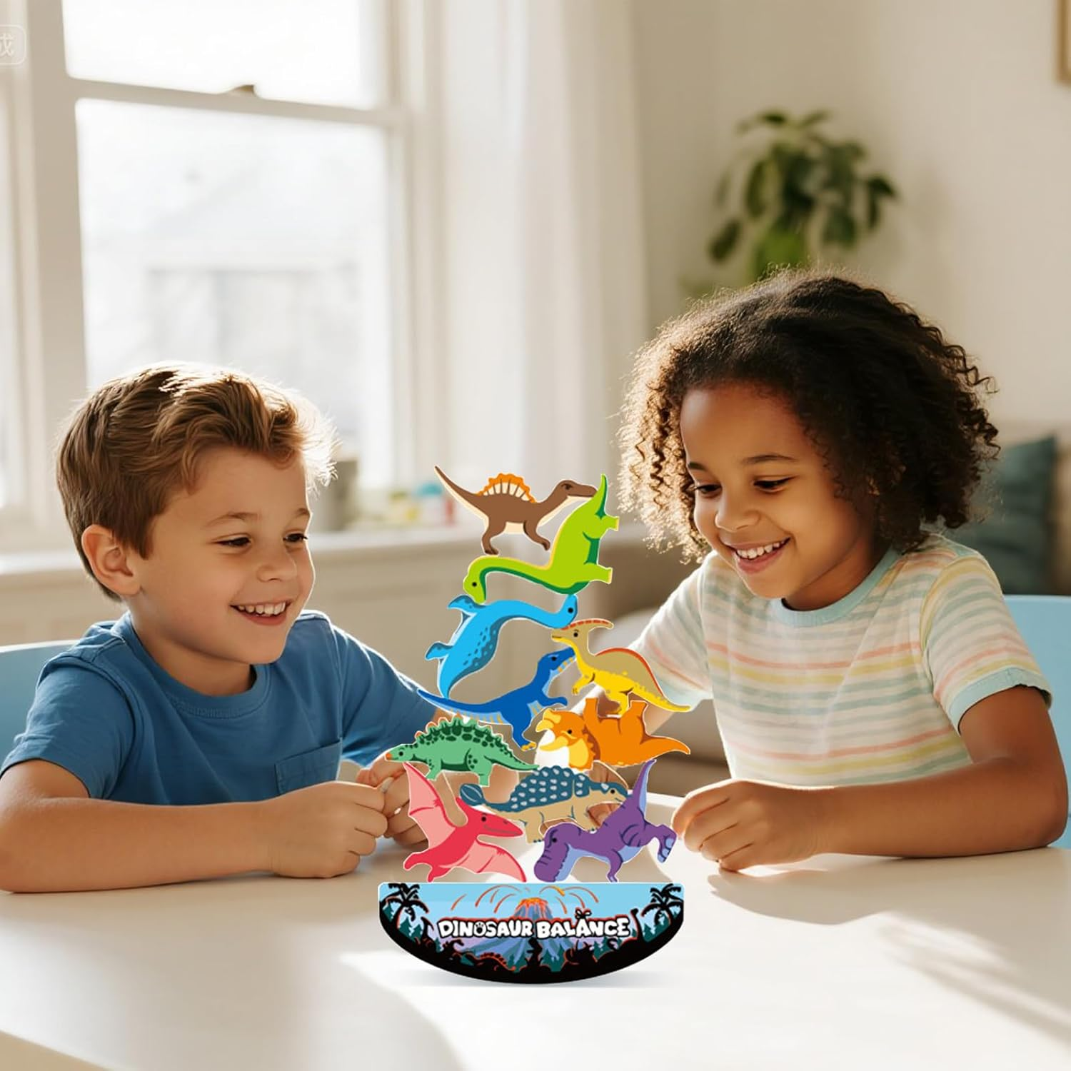 ZUNIPLEX Dinosaur Balance Stacking Toys,Wooden Montessori Toy,Board Games for Kids,Dinosaur Gifts for Boys Girls for 3-9 Years Old image number 4