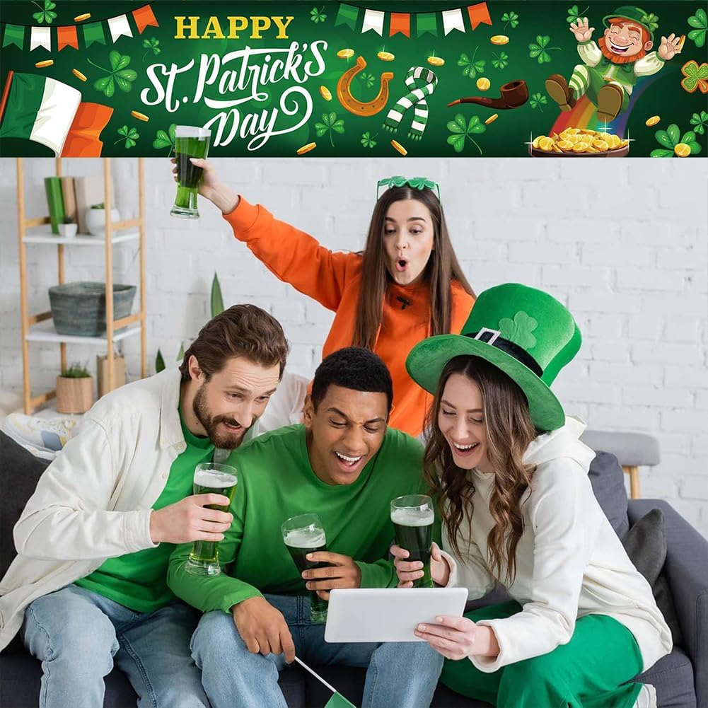St. Patrick'S Day Background Banner, Green St. Patricks Day Decoration, Irish Background Cloth, for Photo Background, Photography Decoration, St. Patricks Day, Garden Table Wall Decoration, 180 X 40