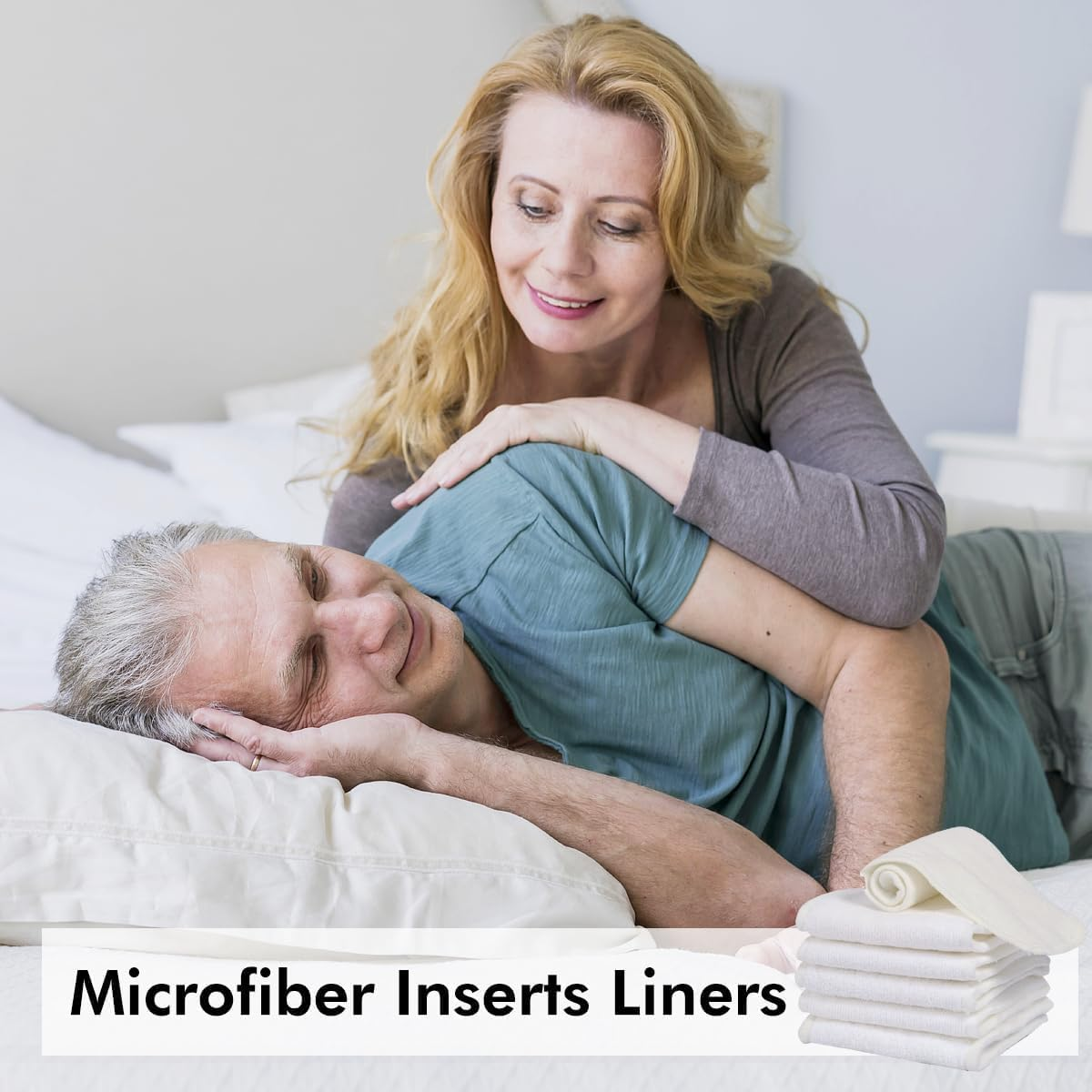 6 Pack Rayon Microfiber Inserts Liners for Adults Cloth Diapers for Incontinence Care, 4-Layer Washable Reusable Large Absorbent (White-Large) image number 4