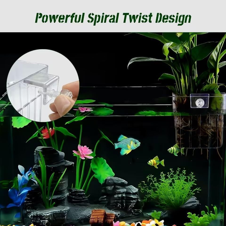 Aquarium Plant Holder Hanging Aquatic Planter Cups Fish Tank Plant Holder Clear Aquatic Plant Cup Aquarium Plant Basket with Hook for Fish Tank Aquarium Plant Cultivation Decorations (1) image number 2