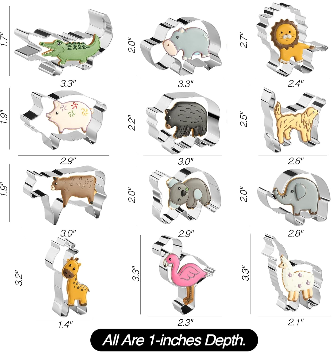 Animal Cookie Cutters for Kids, Safari Zoo Animals 12 PCS Cookie Cutters Set with Lion, Giraffe, Hippo, Panda, Koala, Elephant, Dog, Crocodile, Flamingo Etc. (Gift Box), RHA12 image number 5