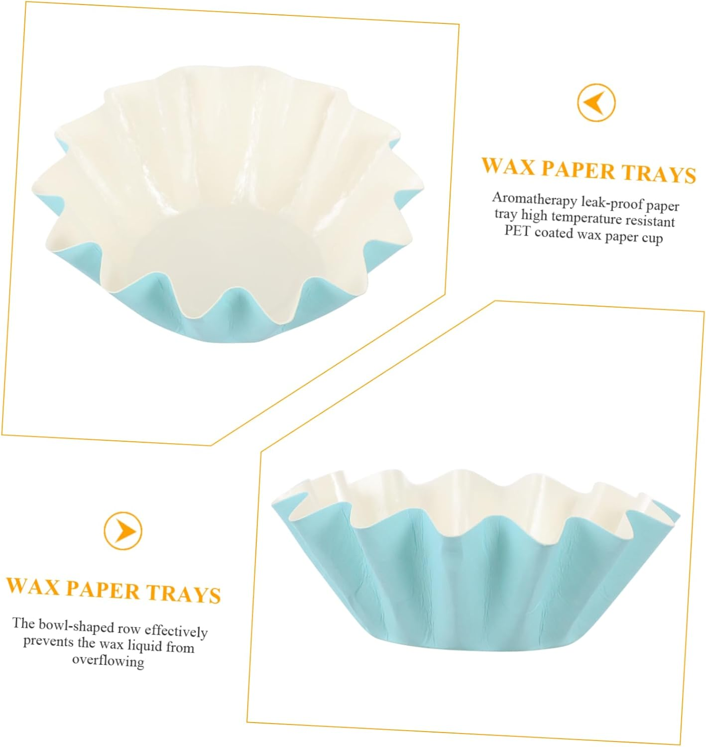 Yardenfun 50Pcs Leakproof Wax Melt Warmer Liners Blue High Temperature Resistant Pet Paper Trays for Home Aromatherapy Wax Melt Cups - Yellow image number 2