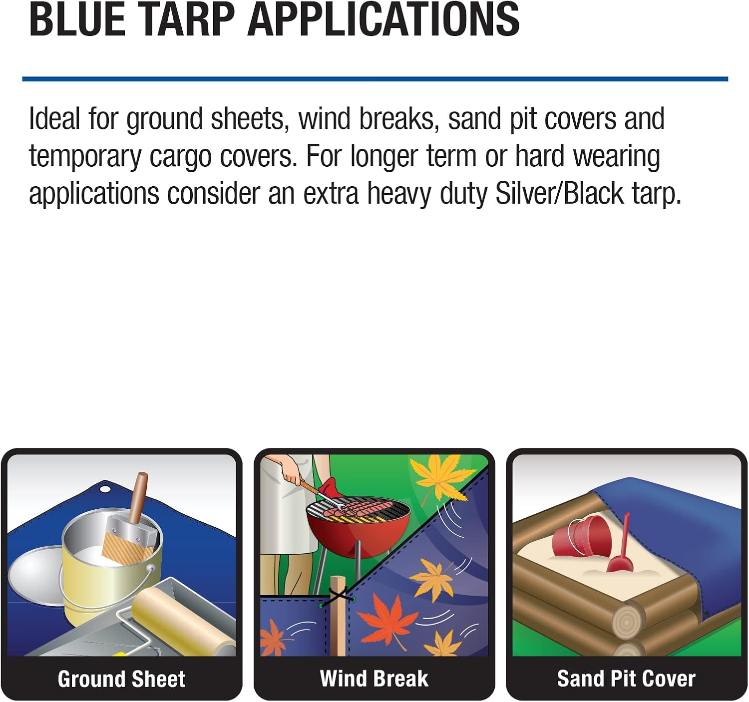 Polytuf Medium Duty Tarpaulin, Waterproof and Mildew Resistant, UV Resistant, High-Density Woven Polyethylene - Tarp Cover for Outdoor, Roof, Camping and More - with Grommets, 1.2 X 1.8M image number 1