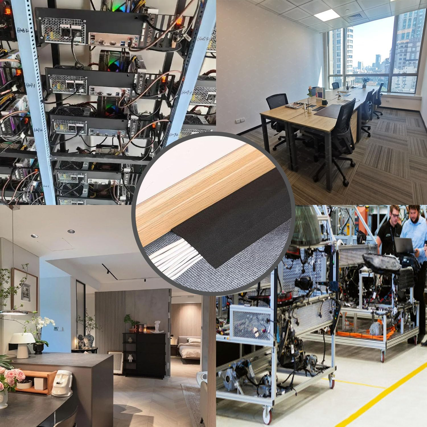 Shengsenfu Cable Grip Floor Cable Cover Cords Cable Protector Cable Management for Commercial Office Carpet, Cable Floor Strip Cord Cover Grip Floor Cable Protector Carpet, Carpet Wire Sleeving (1M) image number 4