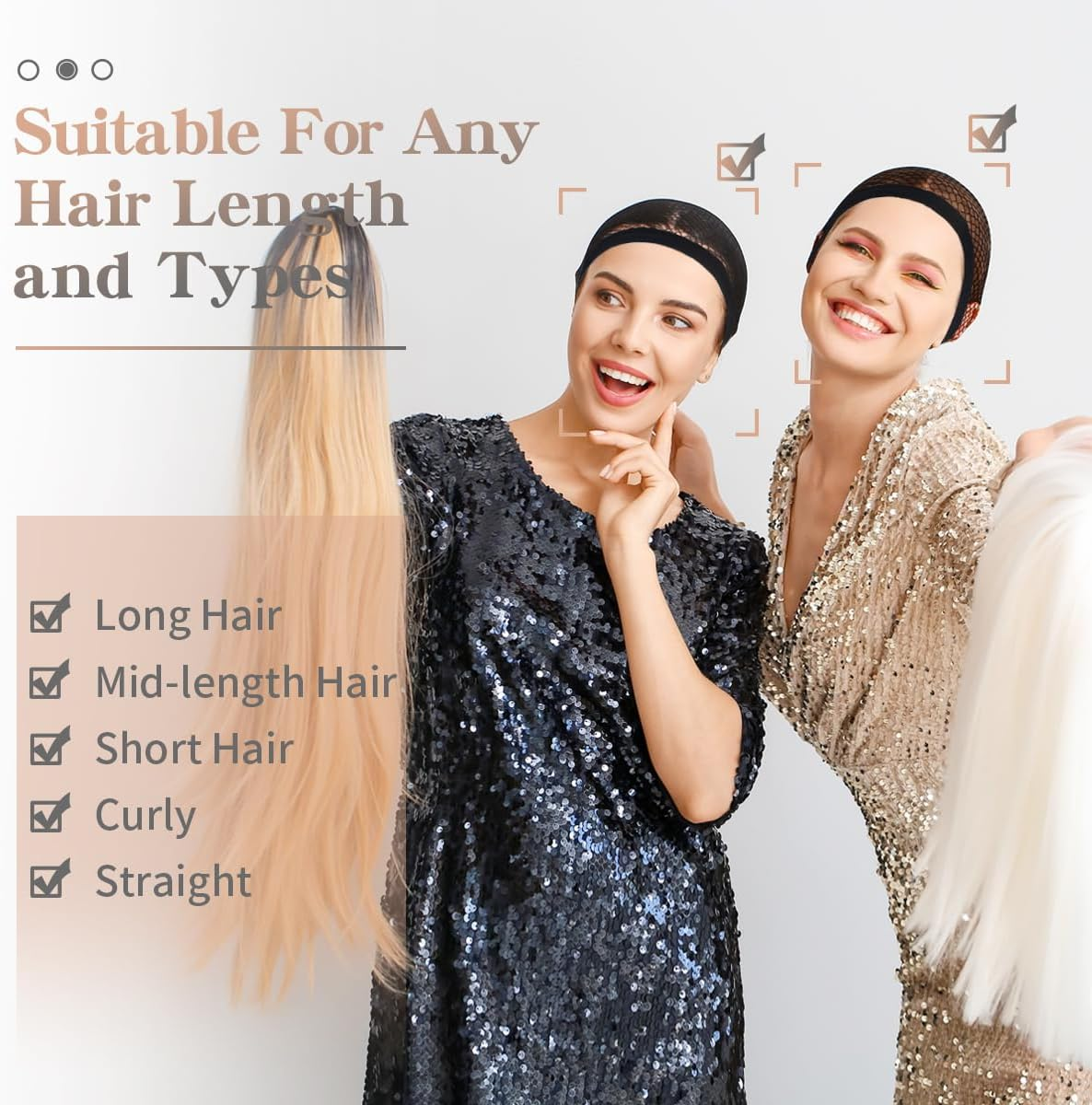 3 Pack Dreamlover Close End Fishnet Wig Caps, Thicker and Strong Nylon Thread, Durable and Breathable, Black - Natural Nude image number 6