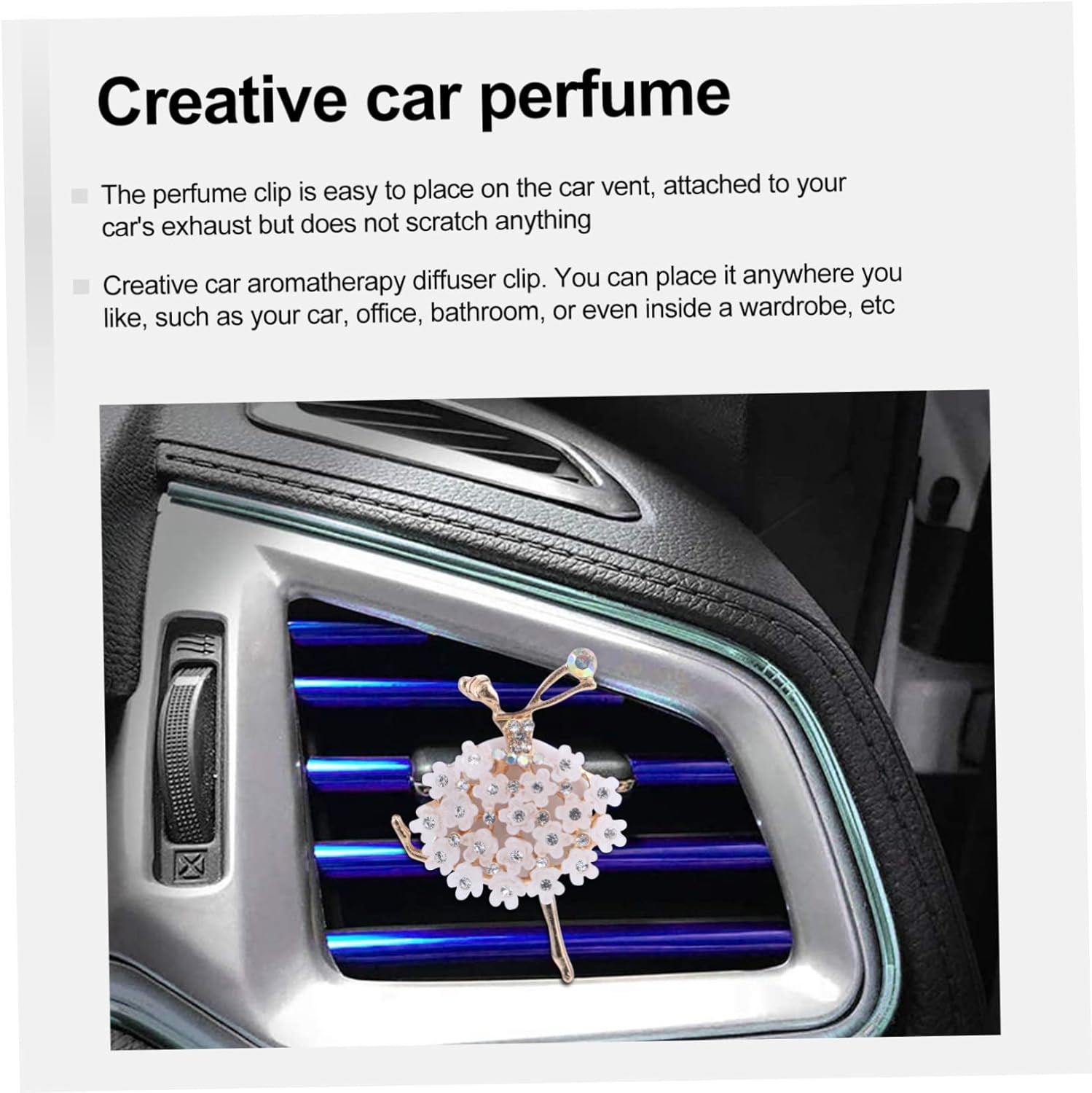 Totority Ballerina Girl Car Air Freshener Clip Creative White Car Aromatherapy Diffuser for Women Stylish Vent Freshener image number 7