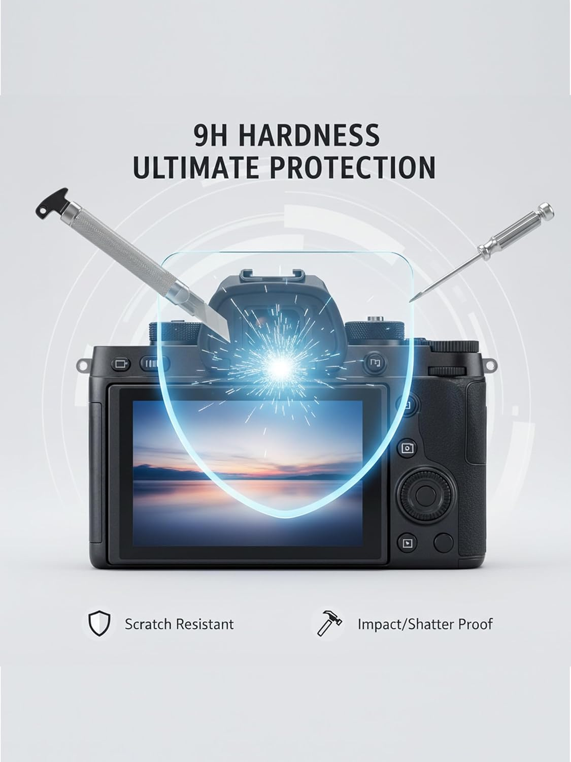 Idapro Screen Protector for Sony Alpha A6600 A6400 A6300 A6100 A6000 A5000 & Hand Lanyard [3+1 Pack] Tempered Glass Easy Installation image number 1