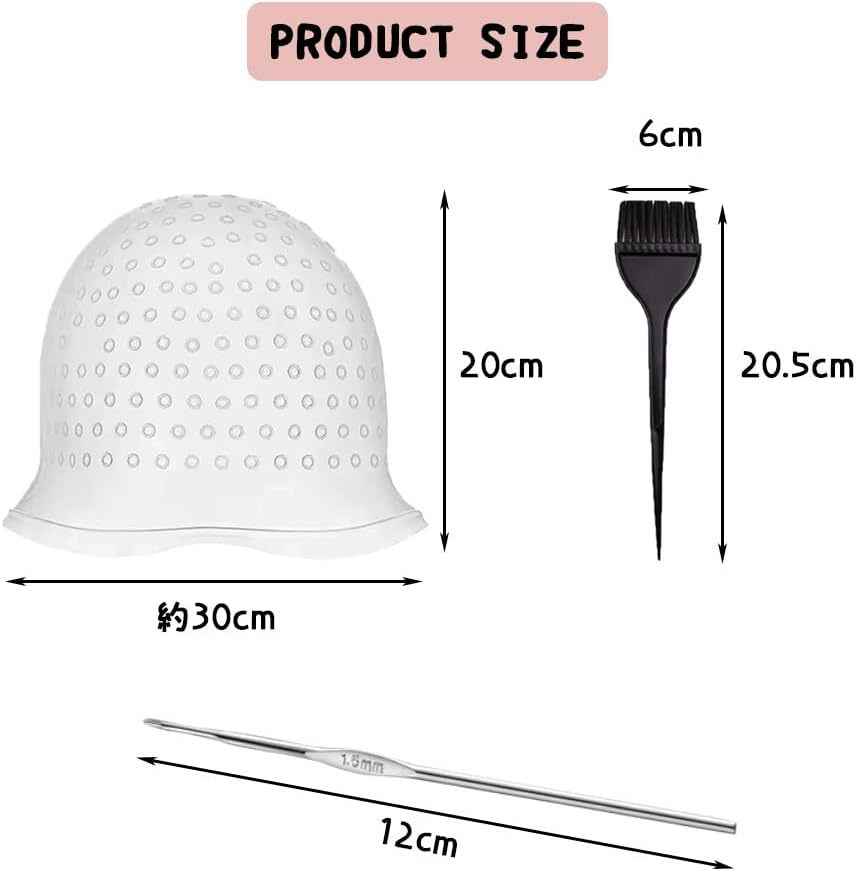 QISANKEE Silicone Punched Highlight Cap for Hair with Hook, Reusable Hair Dye Cap for Highlight Kit, Hair Cap for Highlights, Hair Dye Accessories for Salon and Home Use for Women Men image number 6