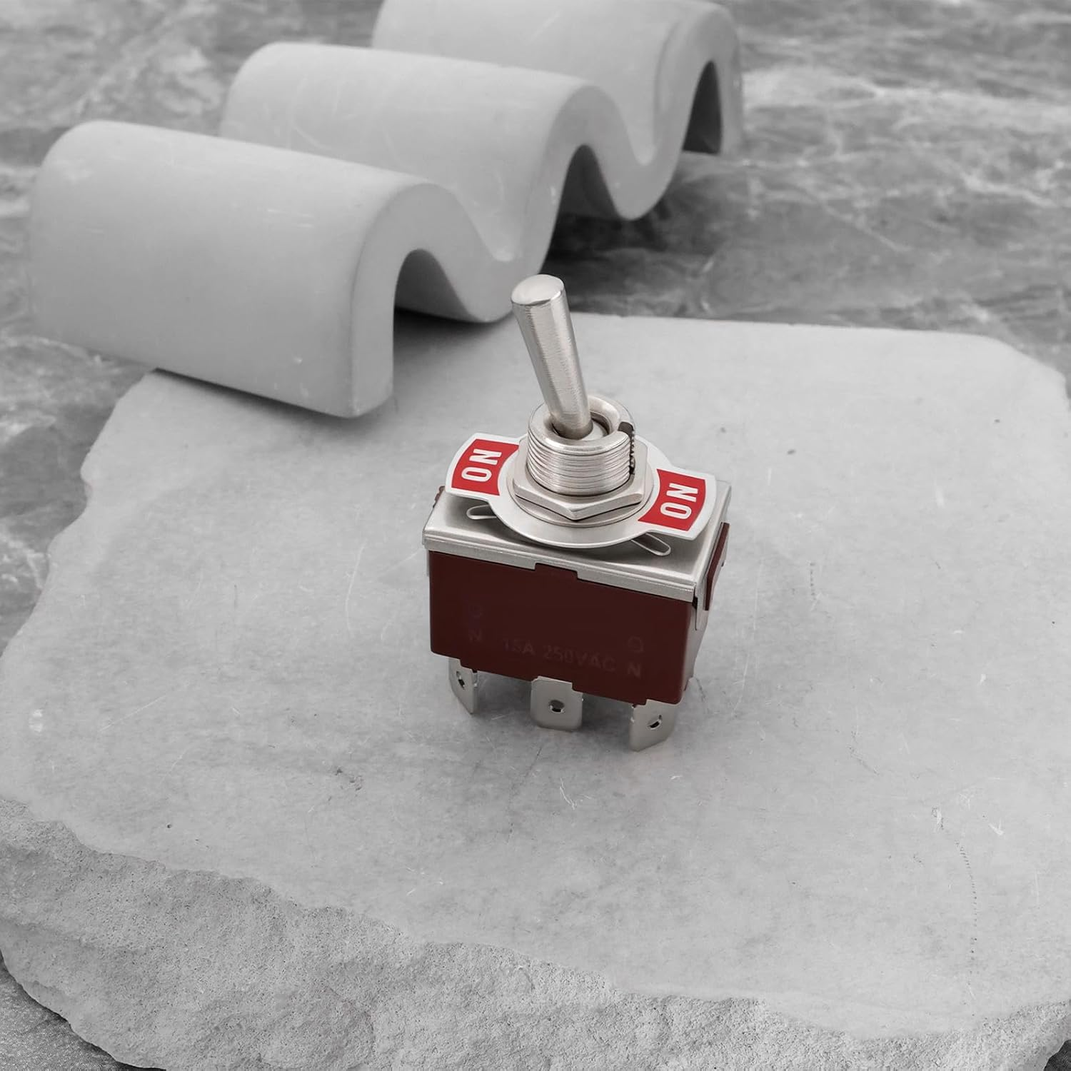 YINETTECH 2Pcs 6 Pin Toggle Switch 250 VAC 15A - 125 VAC 20A Double Pole Double Throw 2 Position Latching Maintained Silver Contact for 12 MM Mounting Hole image number 2