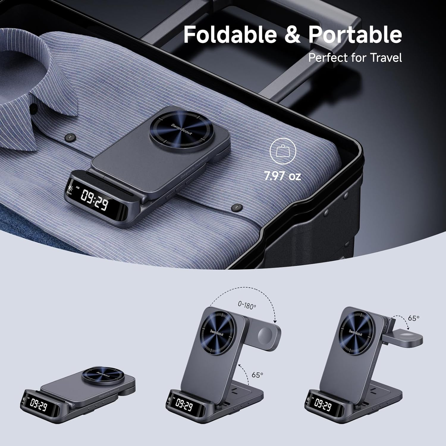 Magnetic Charging Station for Iphone 17/Air, 3 in 1 Wireless Charger for Iphone 16/15/14/13, Charger Stand for Apple Watch 11/Ultra 3/SE 3/10/9/8/7/Ultra 2, Swanscout 708M image number 2