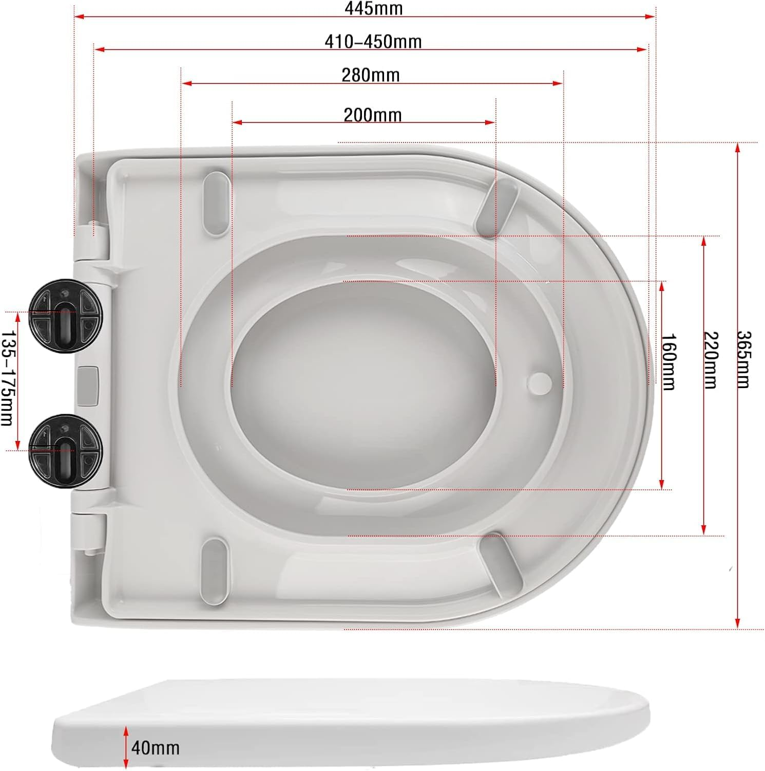 Thicken D-Shaped Toilet Seat,Toilet Seat with Built-In Potty Training Seat, 2-In-1 Family Toilet Seat Cover, Kids Toddler Potty Training Toilet Seat, Slow-Close Toilet Seats Fits Both Adult and Child image number 1
