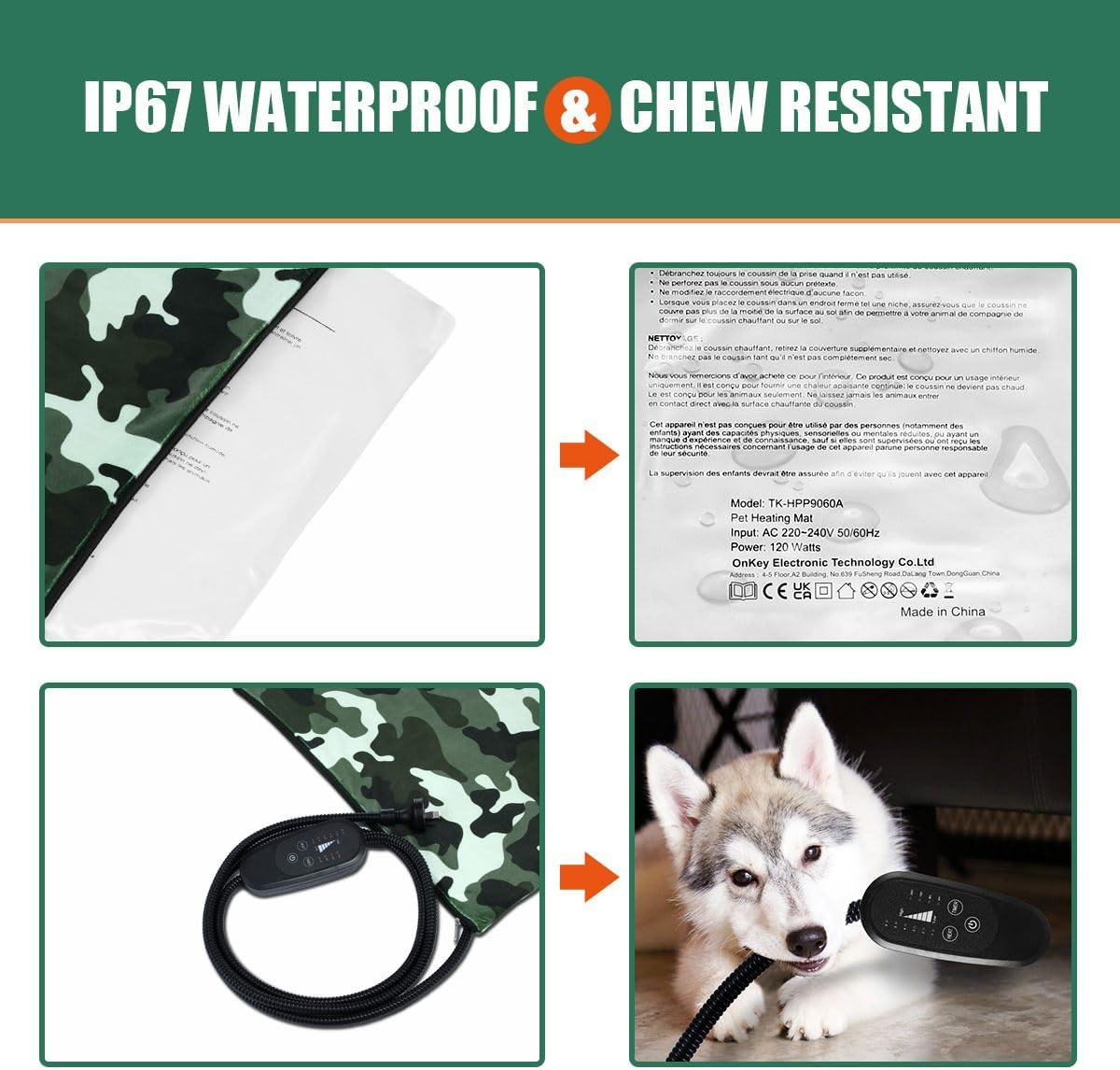 Pet Scene Electric Pet Heat Pad Heated Mat 75X45Cm Pet Heating Blanket Dog Cat Bed Thermal Protection Timer L Size with 2 Cloth Covers image number 3