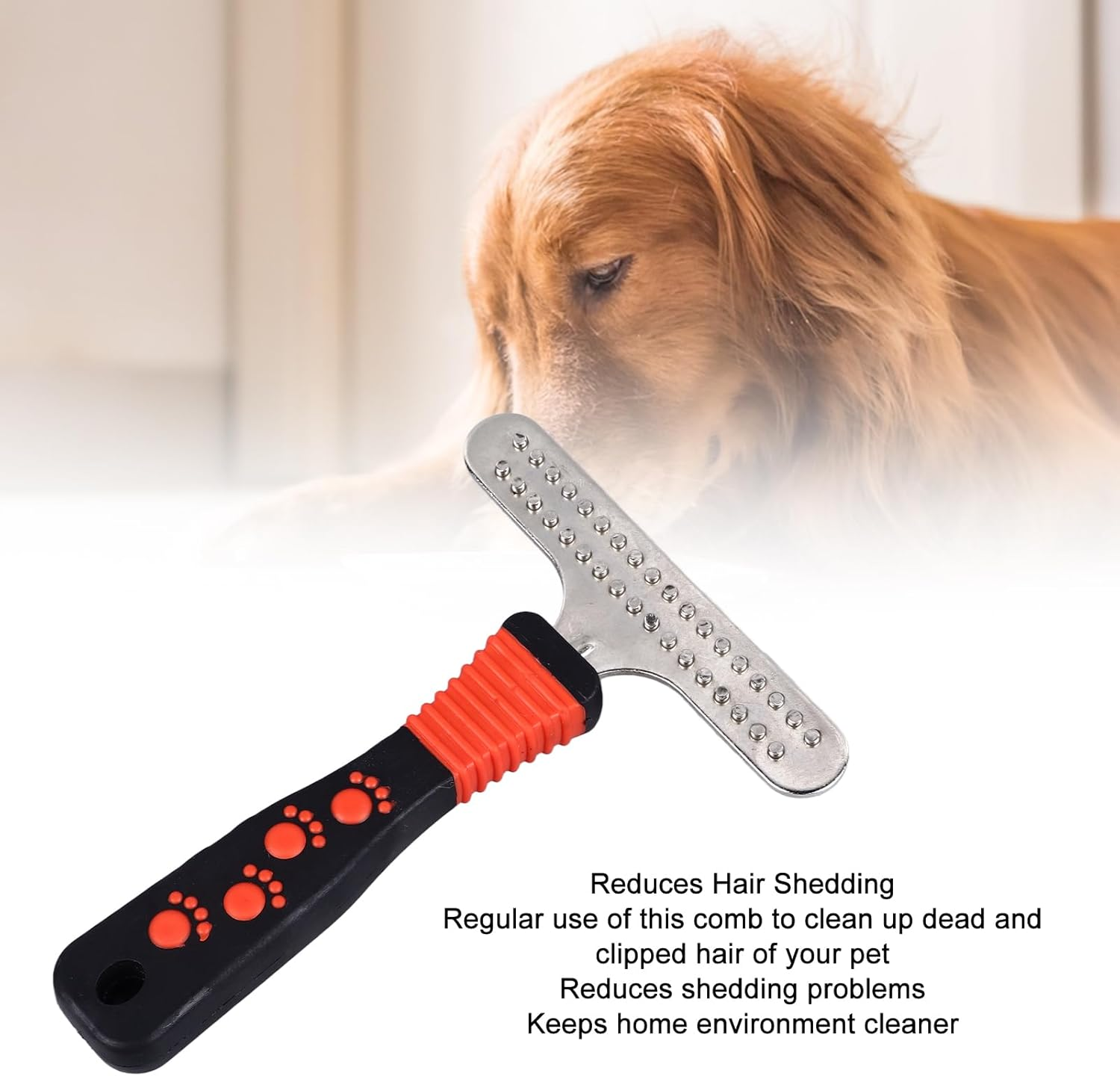 Pet Deshedding Rake, Double Row Pins Detangling Large Dog Grooming Comb, Dogs Brush Shedding Tool Dog Detangler Comb and Dematting Brush for Long Matted Haired Pets