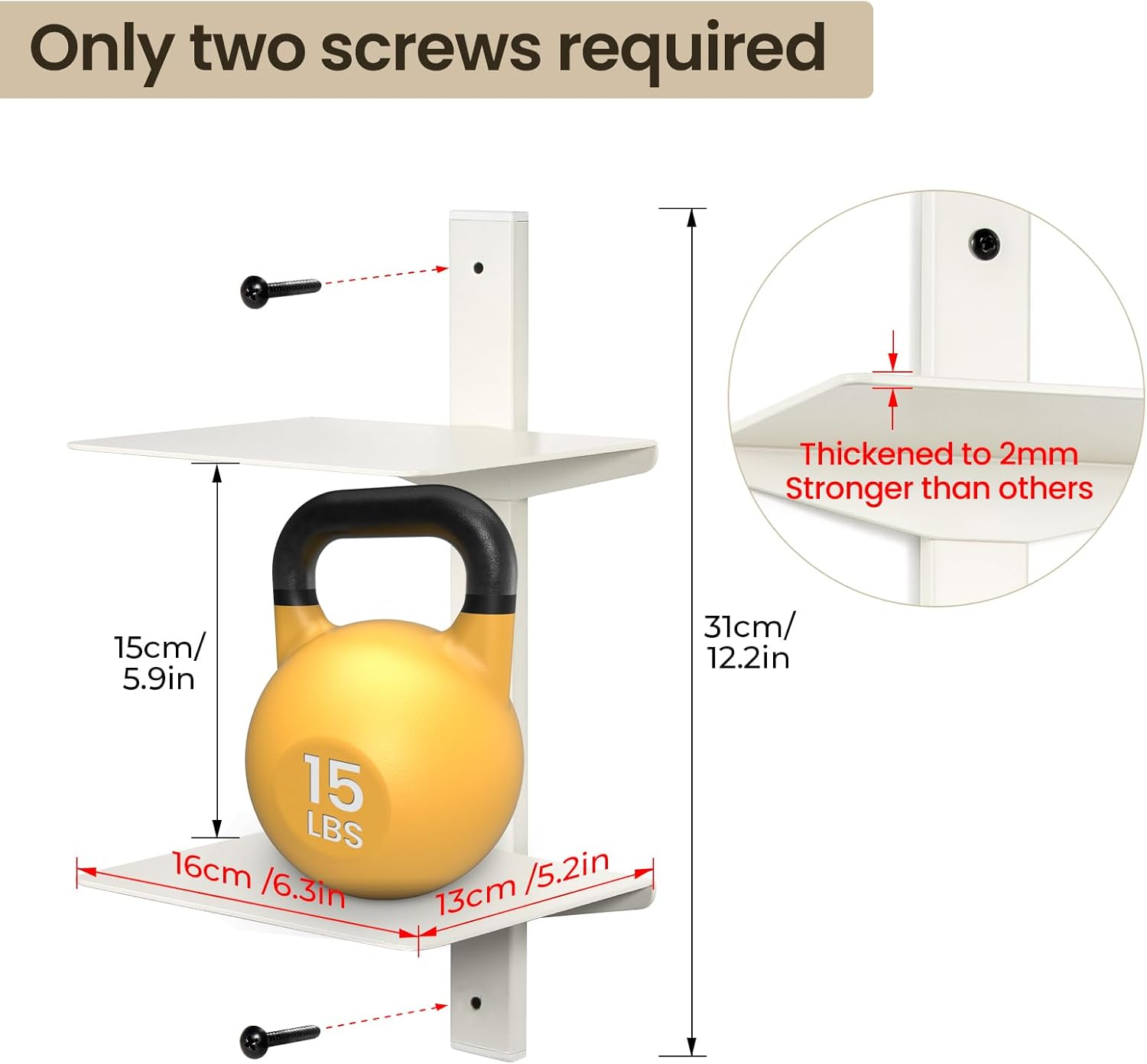 4PC-8 Tier Floating Book Shelves, Modern Wall Mount, White, 4 Shelves