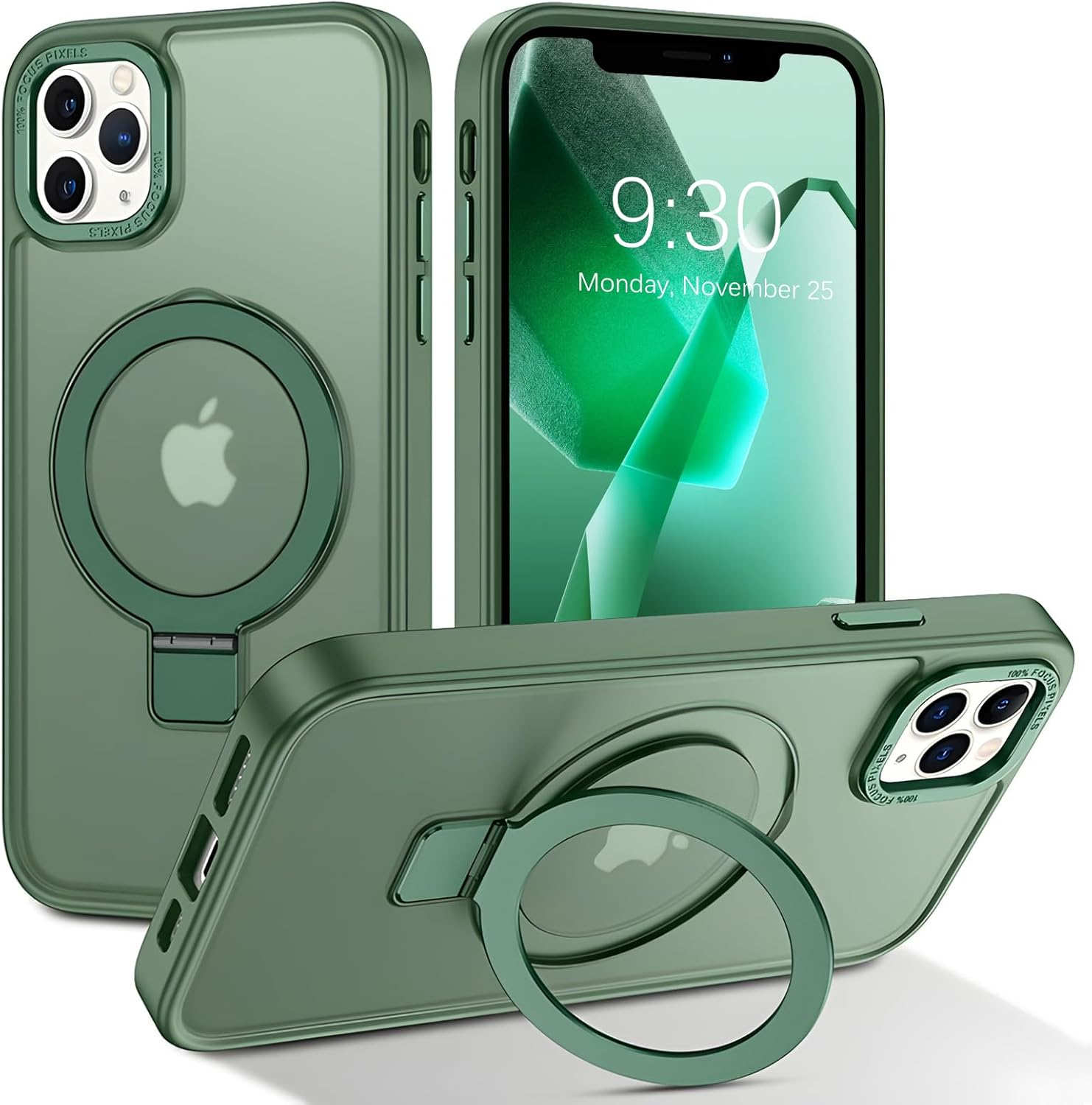 ROUMAYMAY Magnetic Case for Iphone 17 with Stand, Foldable Ring Holder, Kickstand [Compatible with Magsafe], Slim Transluscent Protective Case for Iphone 17 2025, Clear image number 1