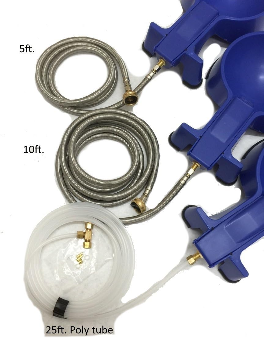 The Easy-Clean Auto-Fill Water Bowl with (5-Foot) Long Stainless Steel Hose, 32 Ounces,Blue