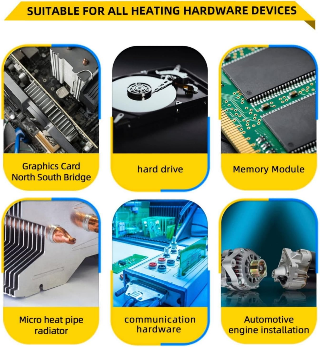 Suytvenxau 4 Pack Thermal Pad 100X100Mm, 0.5Mm-2Mm Thickness, High Temperature Heat Resistant Silicone Grease 6.0W/Mk Thermal Pads for PC, Laptop, CPU, GPU, SSD, IC, LED Cooling image number 4