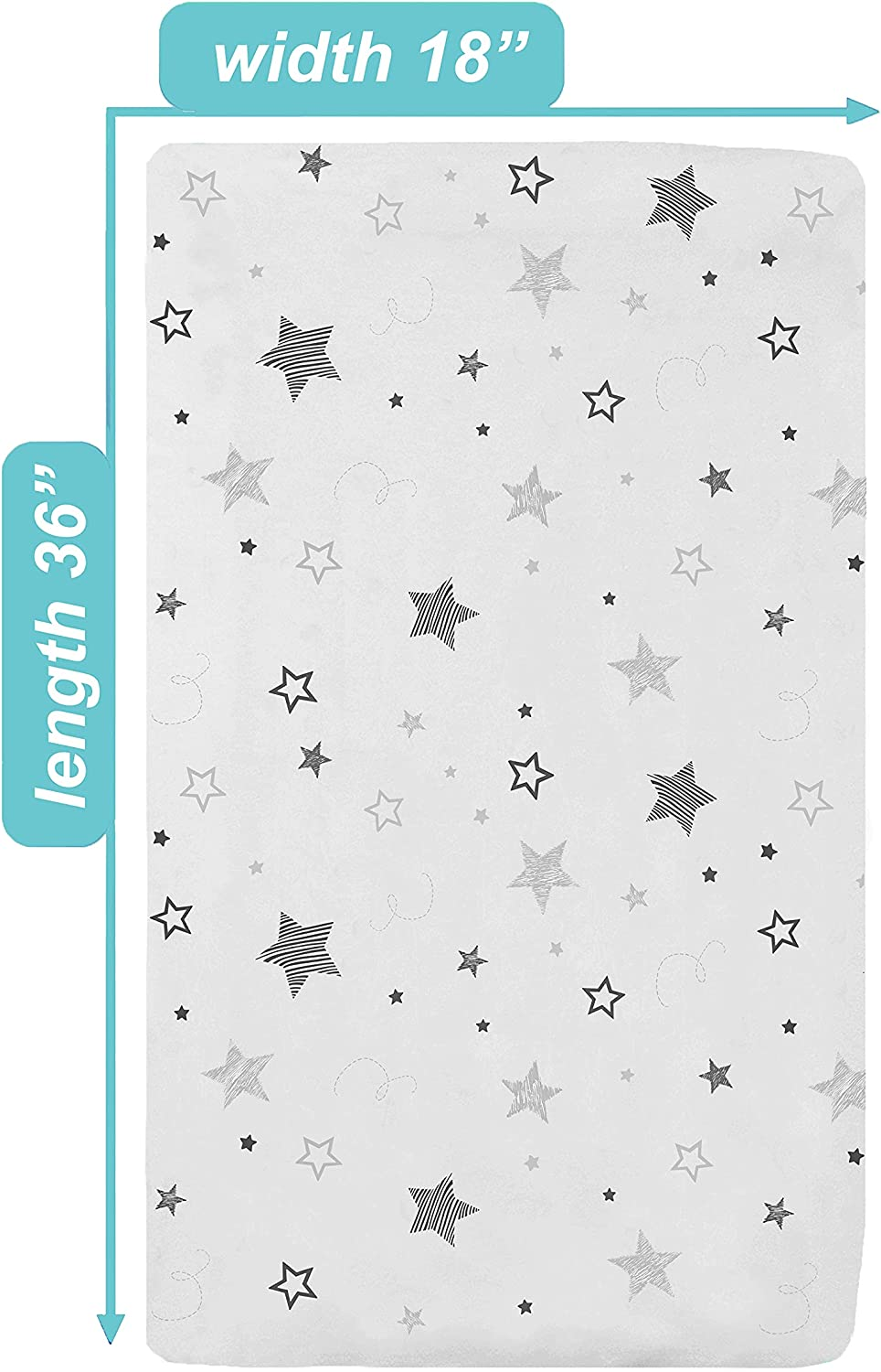 TL Care Printed 100% Cotton Knit Fitted 18" X 36" Cradle/Bassinet Sheet - Compatible with Mika Micky Bassinet, Super Stars, Soft Breathable, for Boys and Girls image number 2