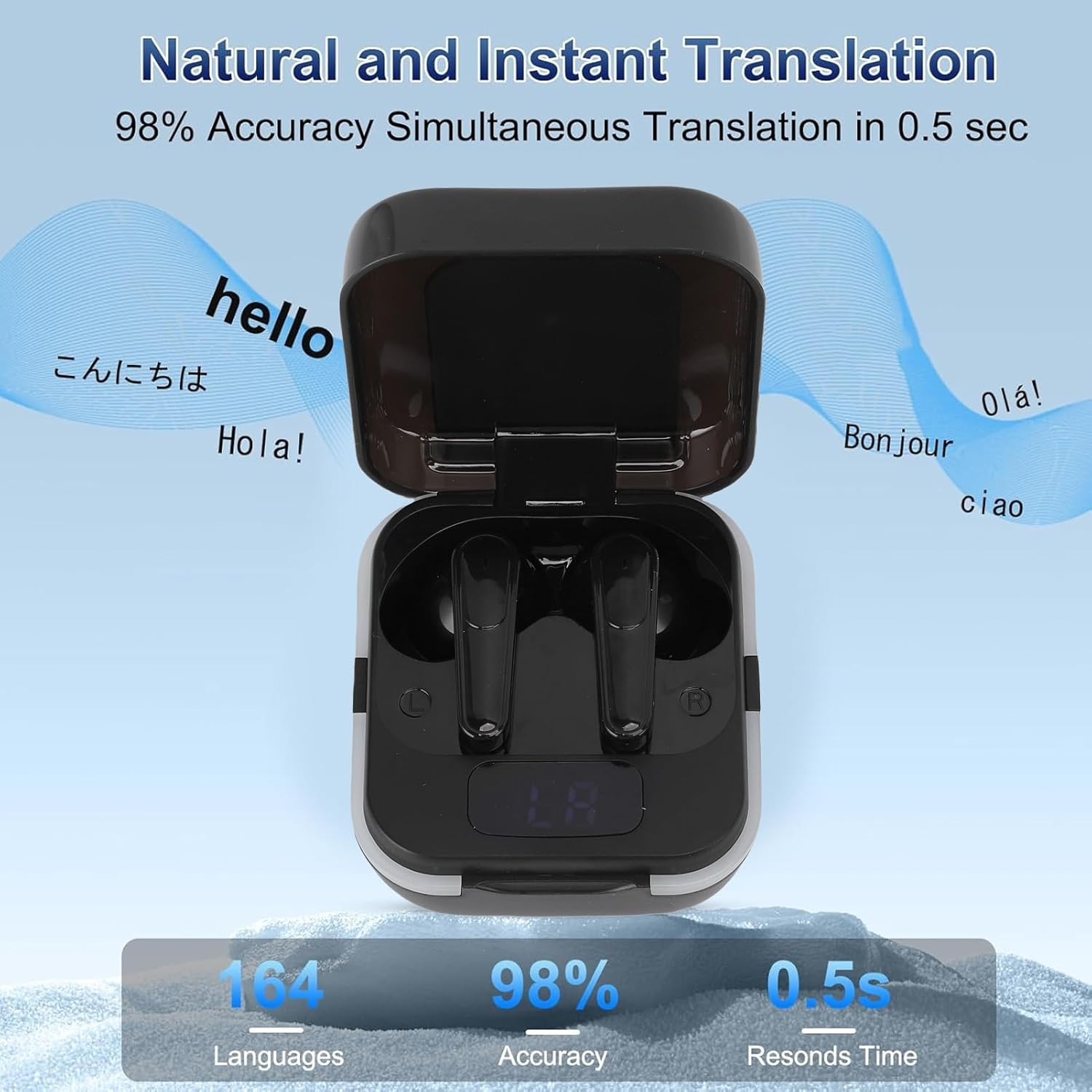 Cryfokt Language Translator, High -Precision Translation Earphones 7 Modes Low Latency with App for Companies