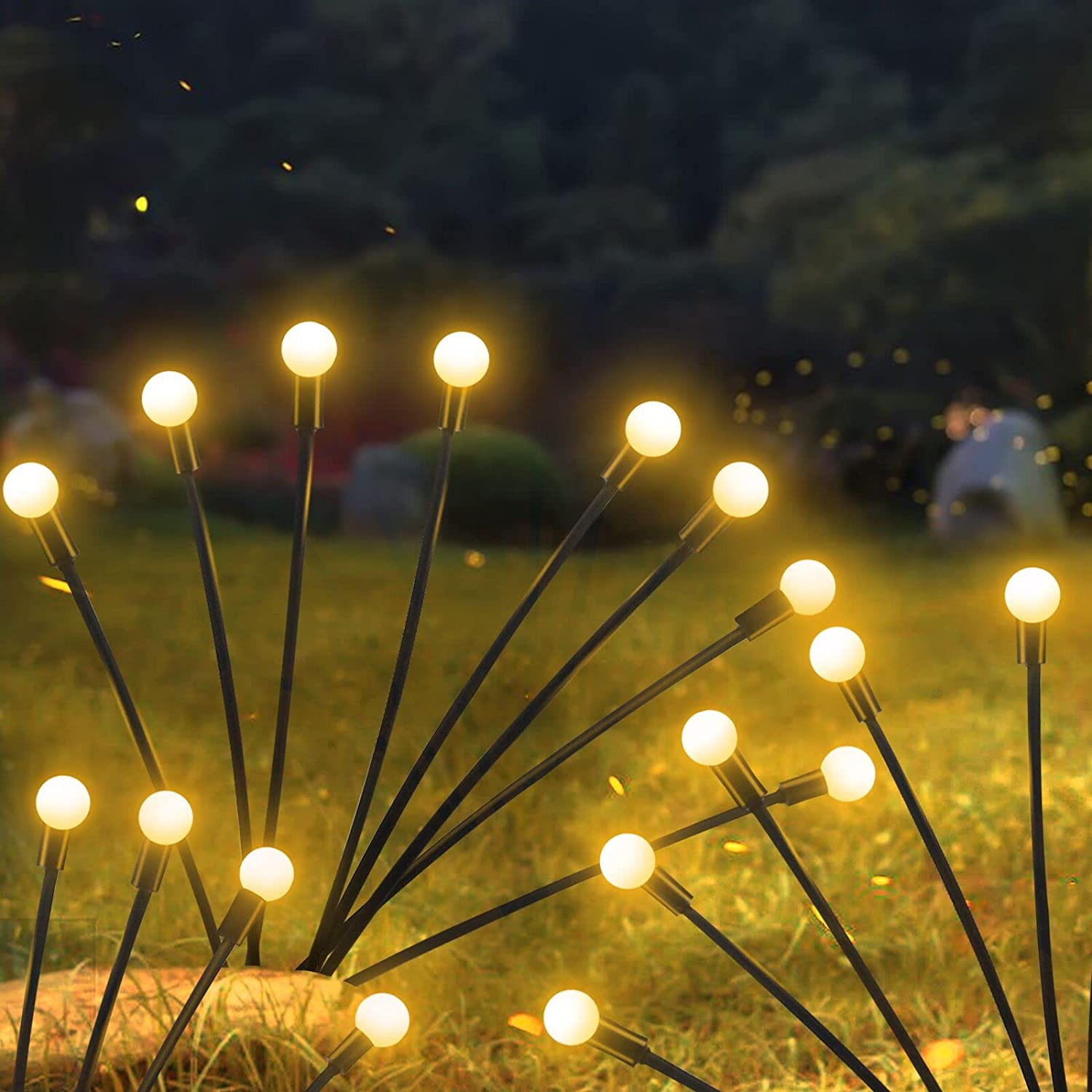 HELESIN 2 Pack Solar Garden Lights Outdoor, 20 LED Solar Light, Solar Outdoor Garden Light Waterproof Firefly Lights for Pathway Yard Patio Landscape Outdoor Decor, Warm White image number 6