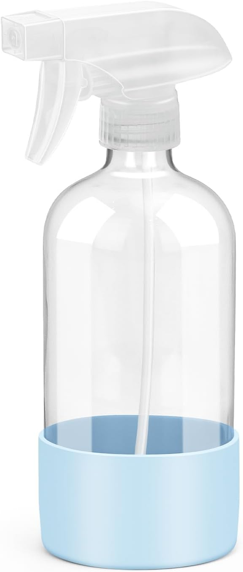 Roinisor Glass Spray Bottles with Silicone Sleeve Protection, Empty 16OZ Reusable Spray Bottles, Refillable Containers with Spray Nozzles for Cleaning Solutions, Plants and Essential Oils 1 Pack White