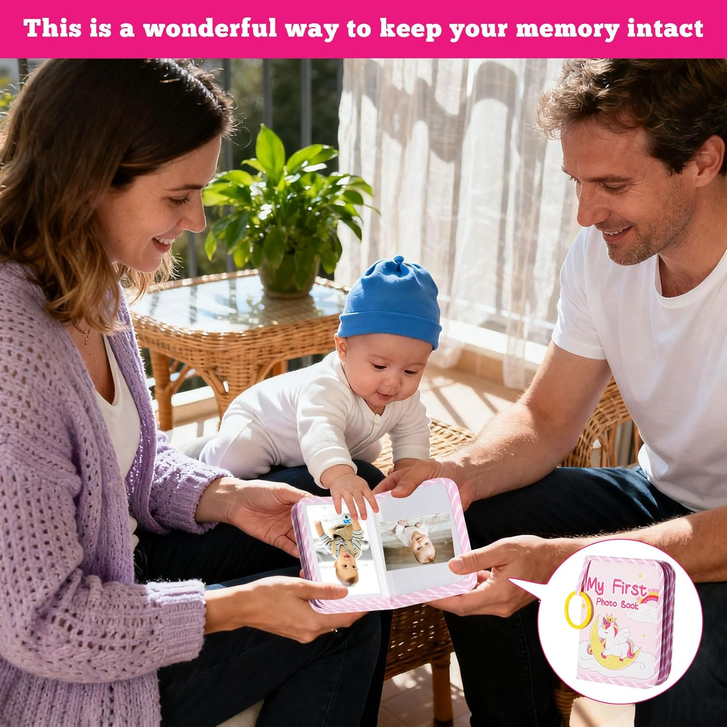 Baby Photo Album 4X6, Baby Memory Book, Soft Cloth Toddler Photo Albums, Holds 17 4X6 Photos, Perfect for Newborn Toddler Memories, Cartoon Toddler Memory Book, First Family Album Scrapbook (Unicorn) image number 2