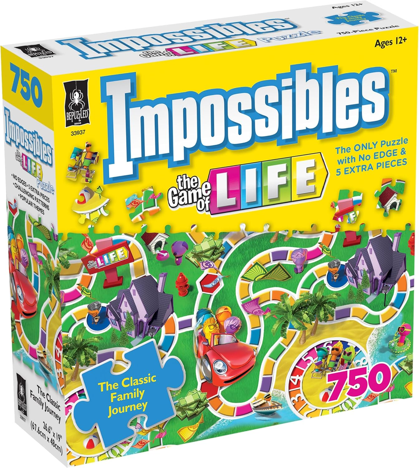 Bepuzzled, Hasbro Impossibles Puzzle Featuring Imagery from the Classic Game of Life, a 750 Piece Borderless Puzzle for Advanced Puzzlers Ages 15 and Up image number 4