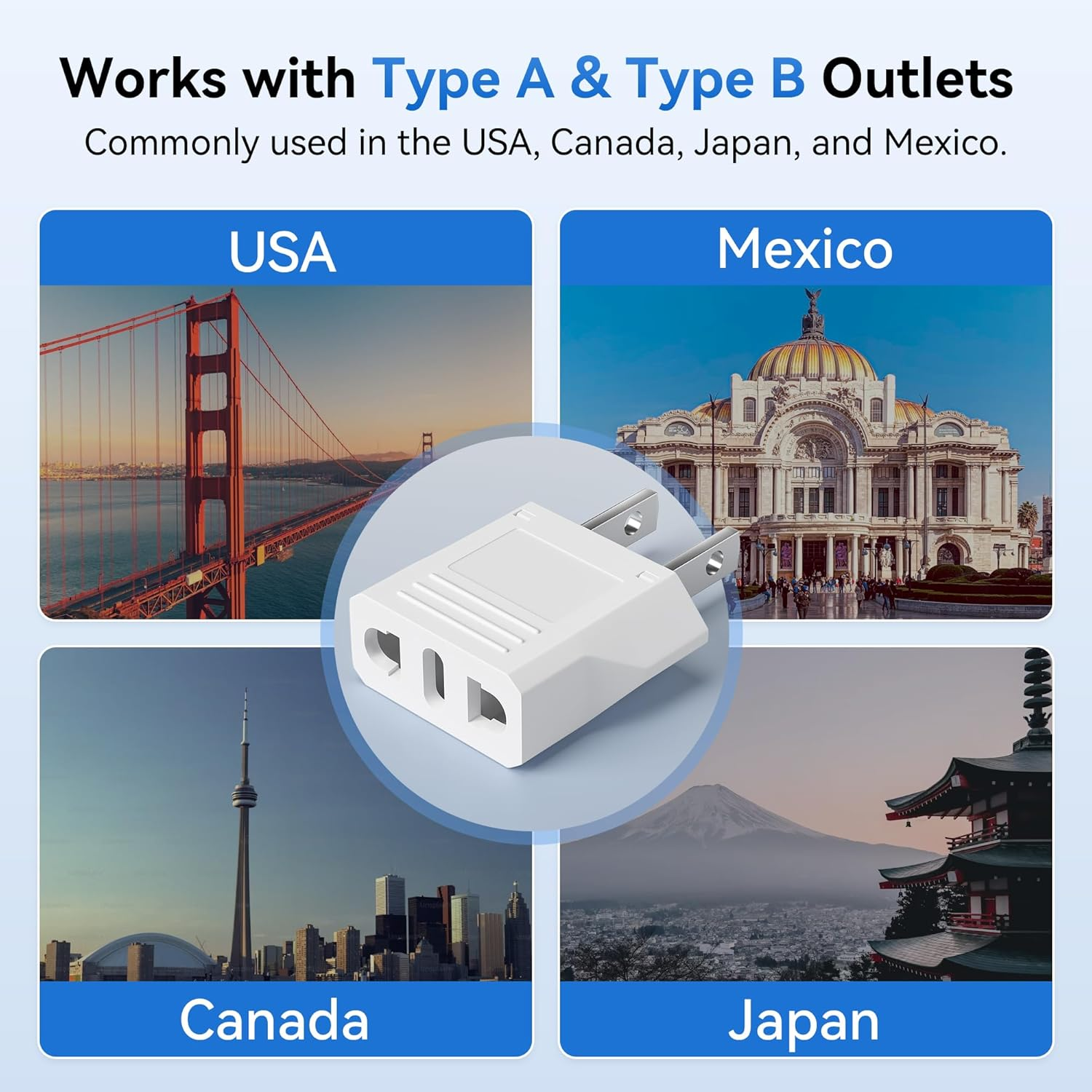 Unidapt EU Europe to US Usa Travel Plug Adapter Power Converter AC image number 6