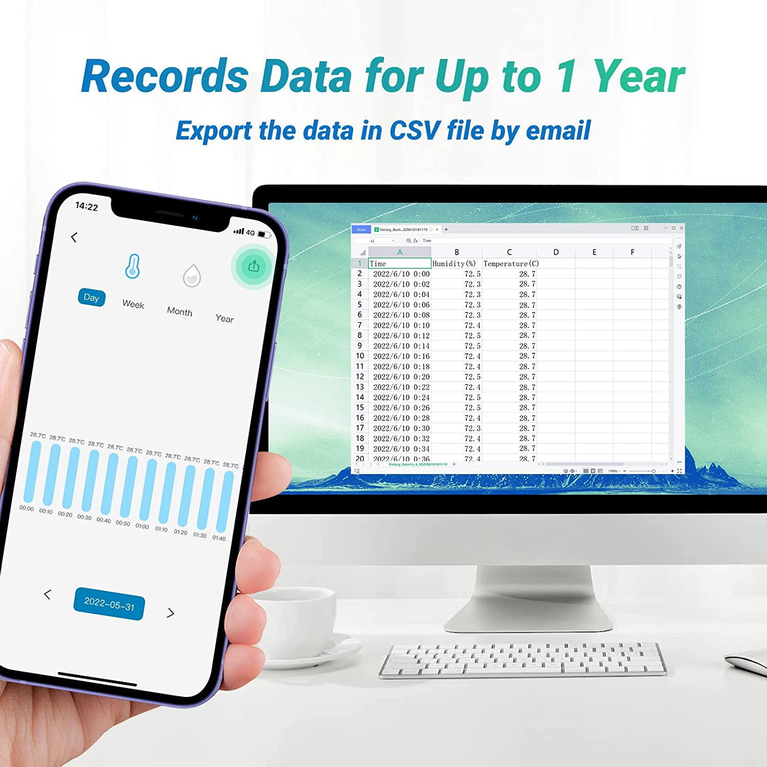 INKBIRD Wifi Thermometer Hygrometer Monitor, Smart Temperature Humidity Sensor IBS-TH3 with App Notification Alert, 1 Year Data Storage Export, Remote Monitor for Greenhouse Wine Cellar Baby Room image number 1