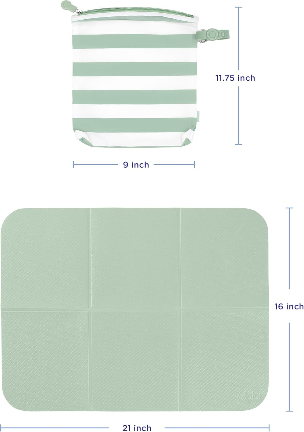 Ubbi On-The-Go Changing Baby Mat with Carrying Bag, Soft and Comfortable Diaper Bag Accessory Must Have for Newborns, Easy to Clean, Portable Changing Pad, Sage Green image number 6