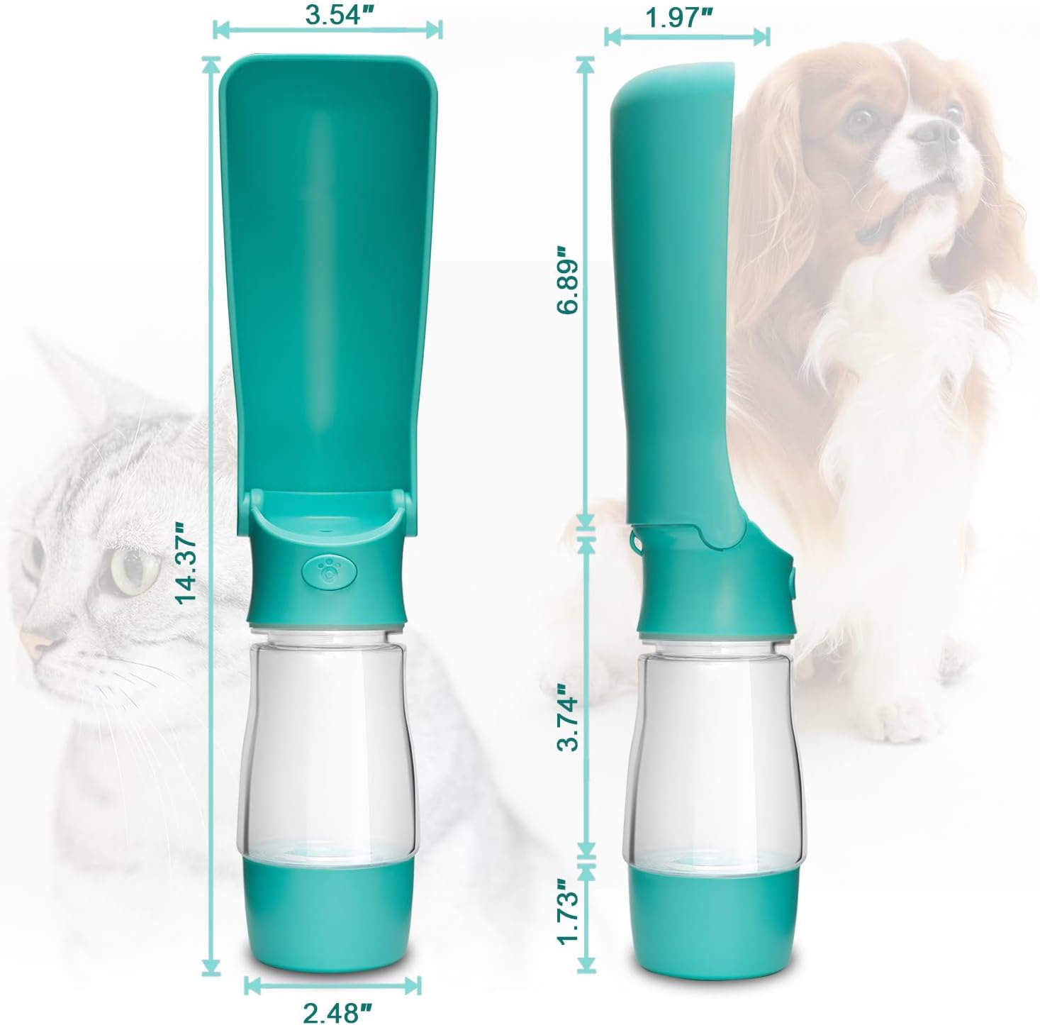 Dog Water Bottle Dispenser - Portable Foldable Pet Water Bottle with Food Container Drinking Feeder for Pet Walking Travel Hiking | Compact Durable Lightweight Leakproof/Pink/Blue (Pink/Blue) (Blue) image number 5