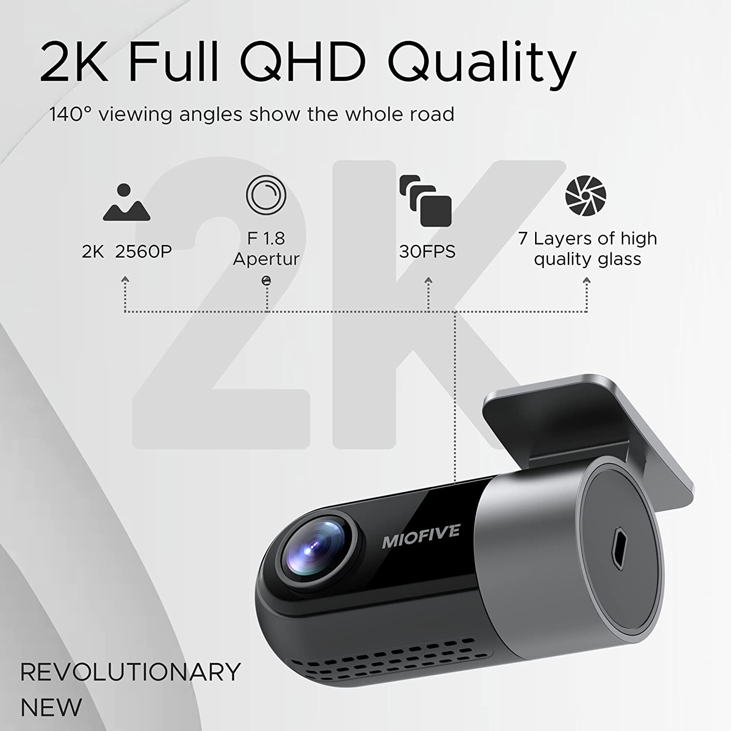 Miofive Front and Rear Dash Camera, 4K + 2K Dual Dash Cam with 5G Wifi, GPS, Speed, 2160 UHD Recorder, Built-In 128G Emmc Storage, Night Vision, Motion Detection, G Sensor Powered by Super Capacitor image number 6