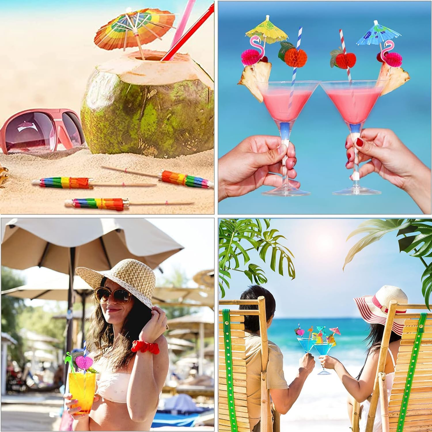 Yharnamite Cocktail Party Decorations, Paper Umbrella Sticks for Cocktails Drink Decorations, Biodegradable Straws for Drinks Wedding Party Hawaii Tropical Party Cocktail Accessories (70) image number 1