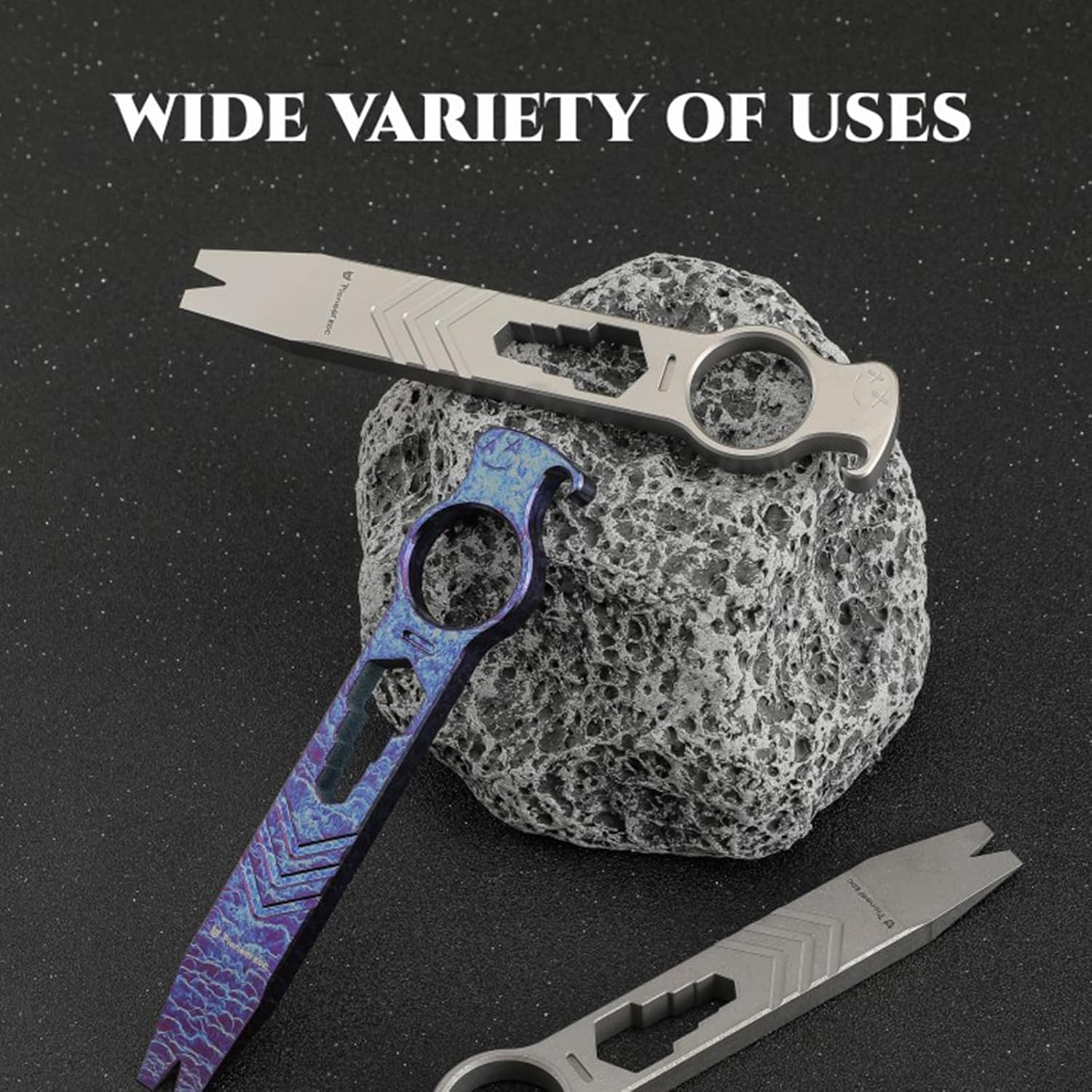 Hamans Titanium EDC Pry Bar Bottle Opener Crowbar Wrench Screwdriver Compact Size EDC Multi Tool - Blue image number 3