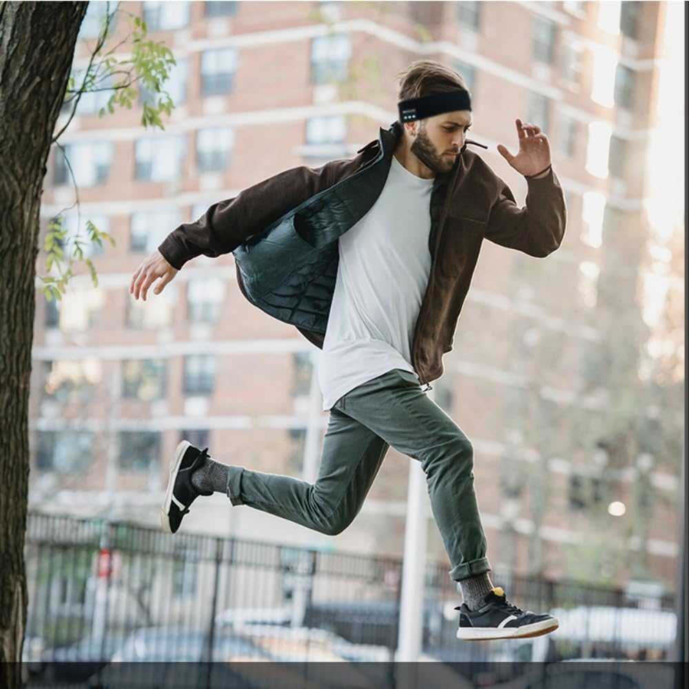 Frafuo Music Bluetooth Headband Headphones- Noise Cancelling Headphones for Sleeping Headphones-Running Headphones Sport,Sleep Headphones Wireless Bluetooth (Grey) image number 3