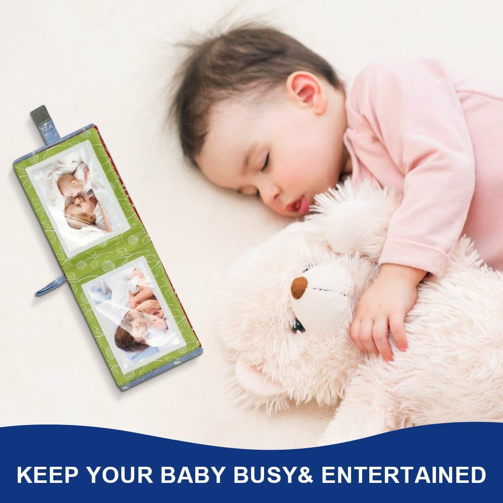 Baby Soft Photo Albums - My First Family Album, Soft Cloth Photo Book, Baby Safe, Holds 4X6 Photos (Blue) image number 3